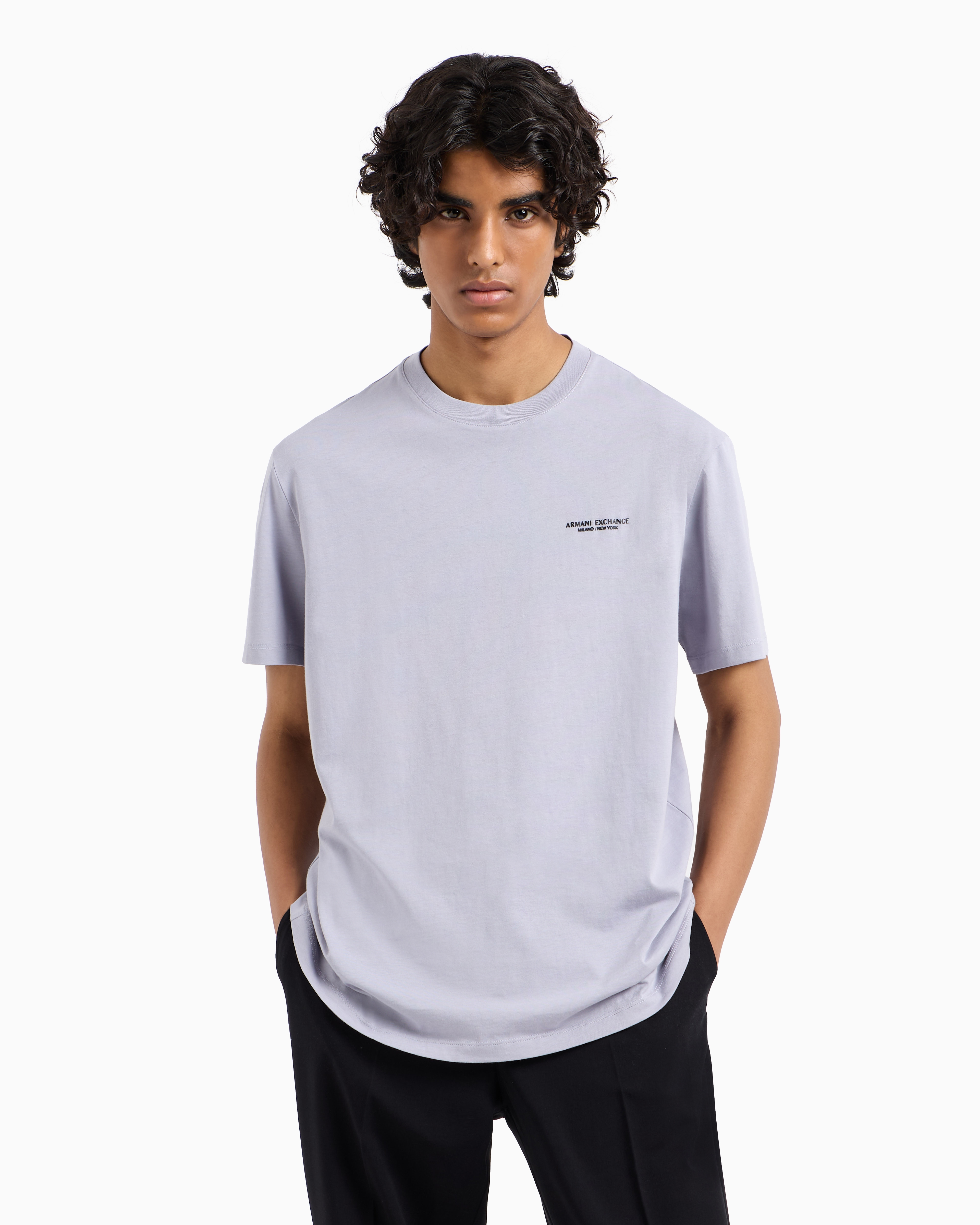Armani Exchange - Regular fit T-shirt with logo , Man, Purple, Size: