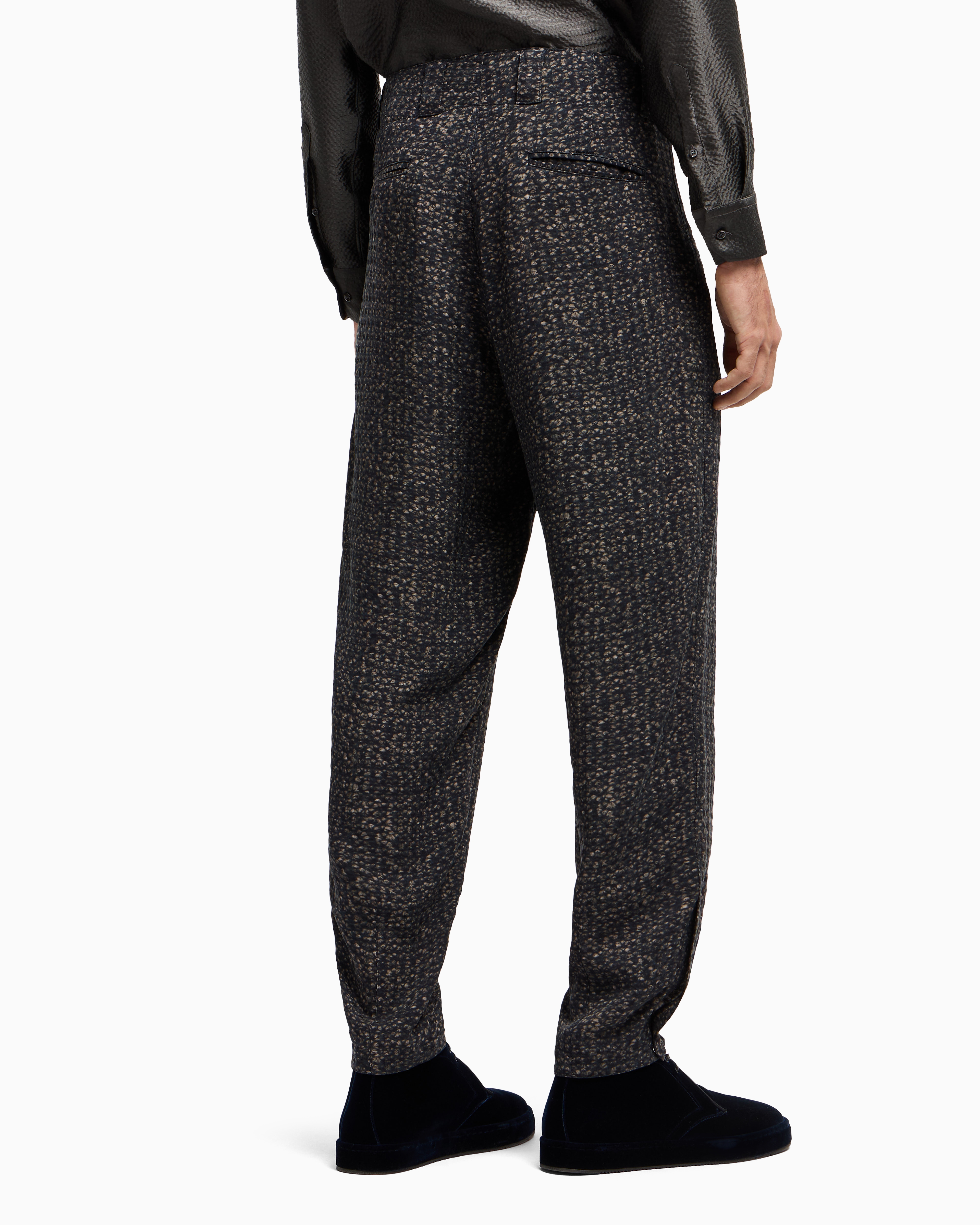 Giorgio Armani Asv Printed Cupro Flat-front Trousers