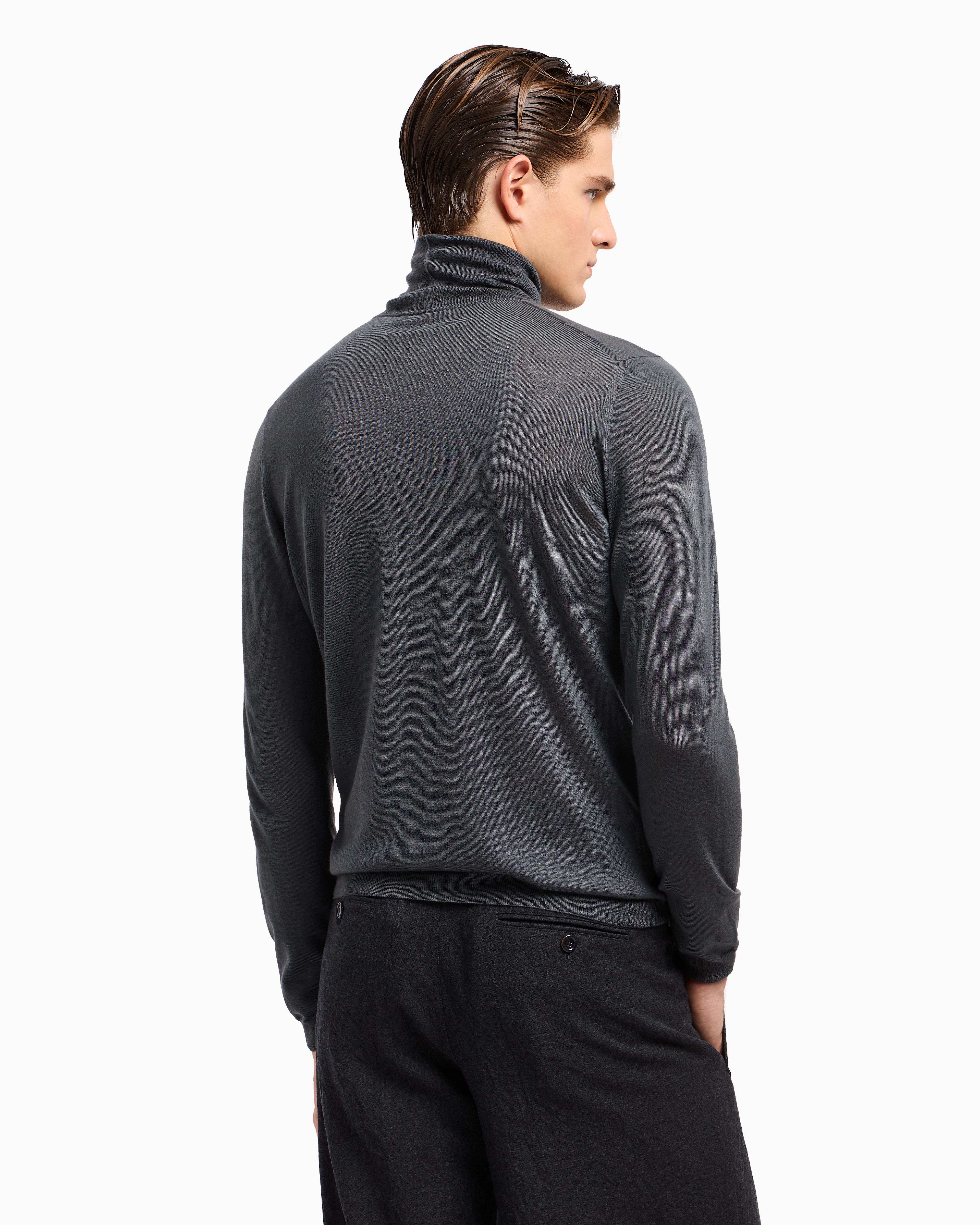 Giorgio Armani Cashmere Mock-neck Jumper In Gray