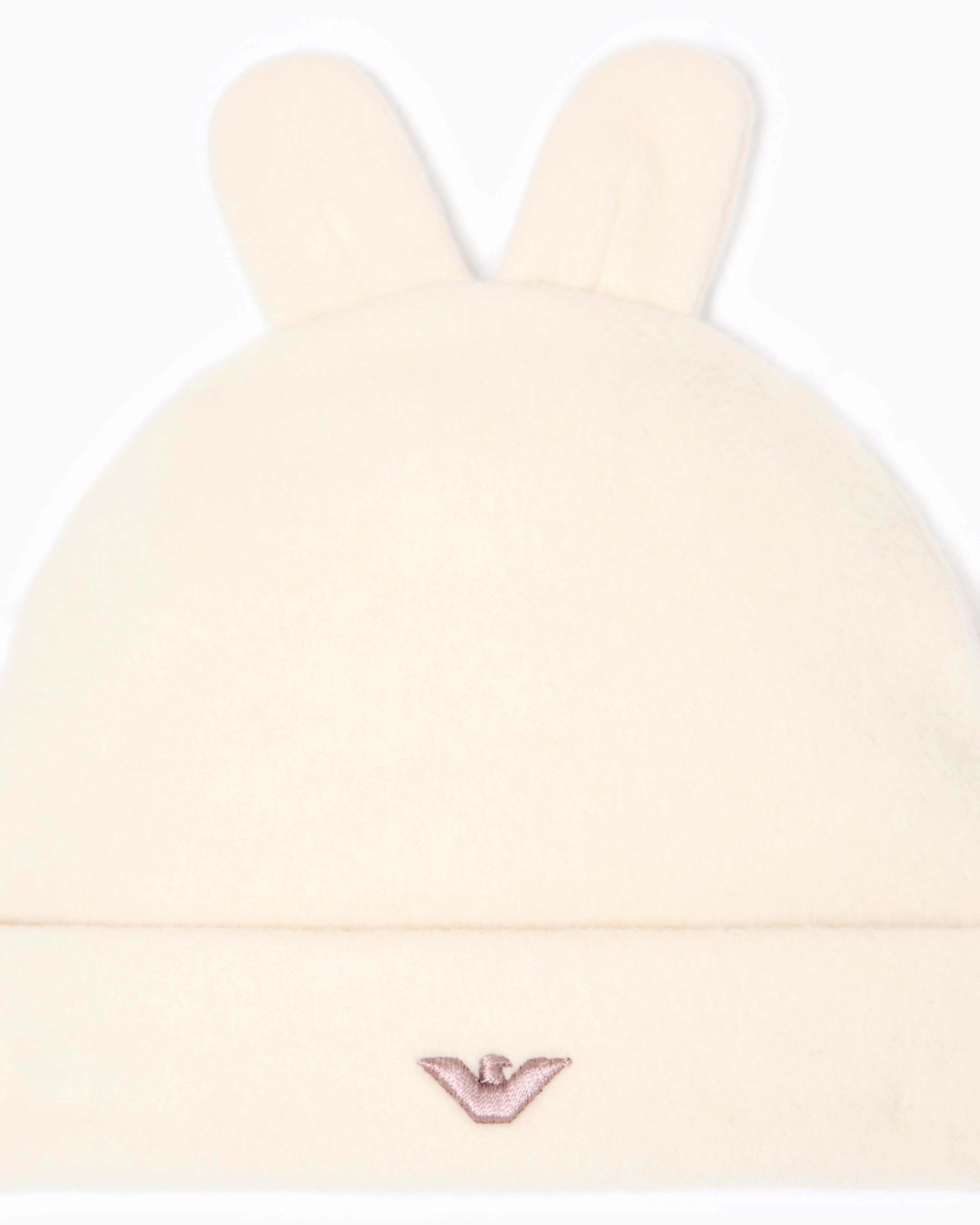 Emporio Armani Soft Bear Fabric Beanie With Ears In White