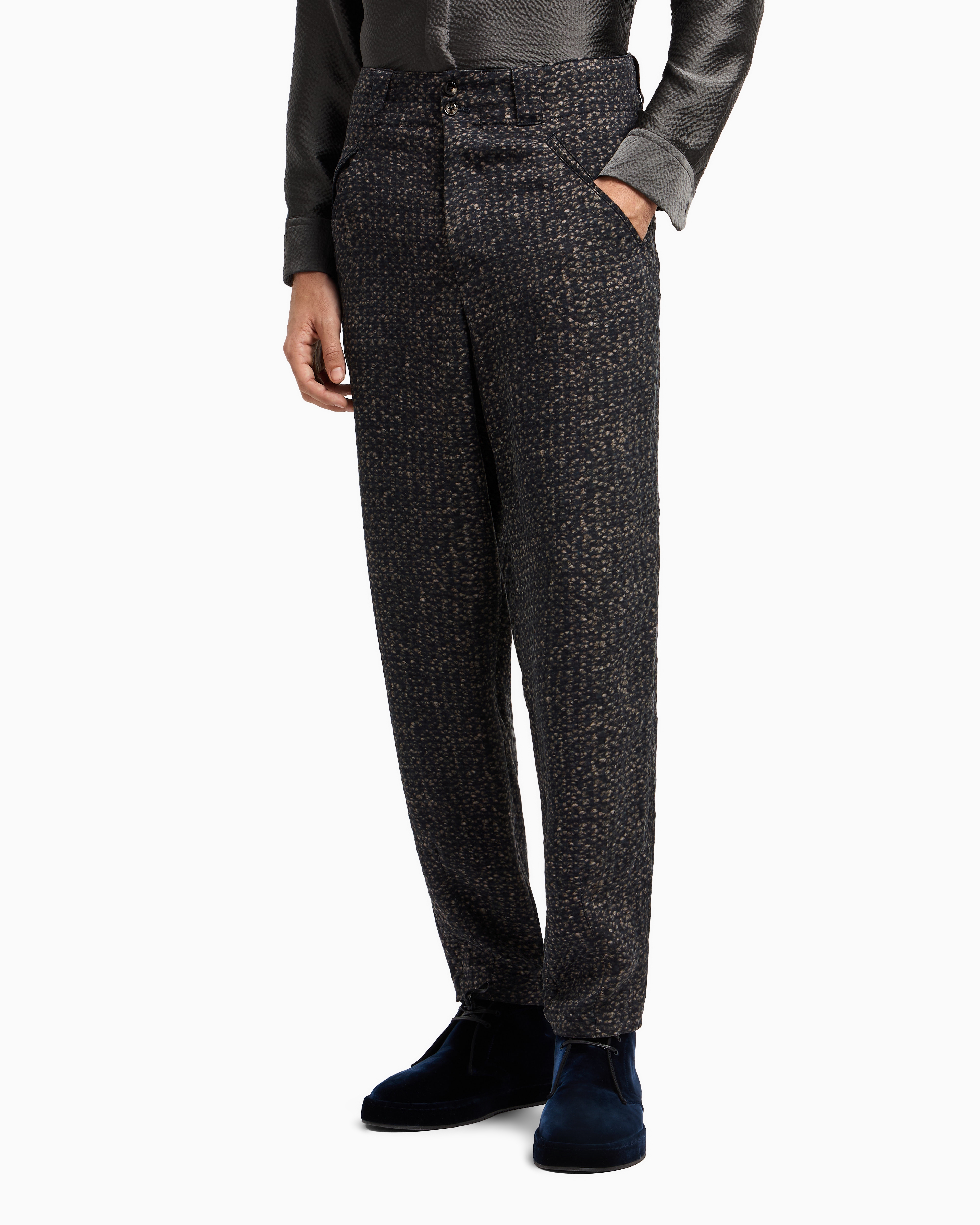 Giorgio Armani Asv Printed Cupro Flat-front Trousers