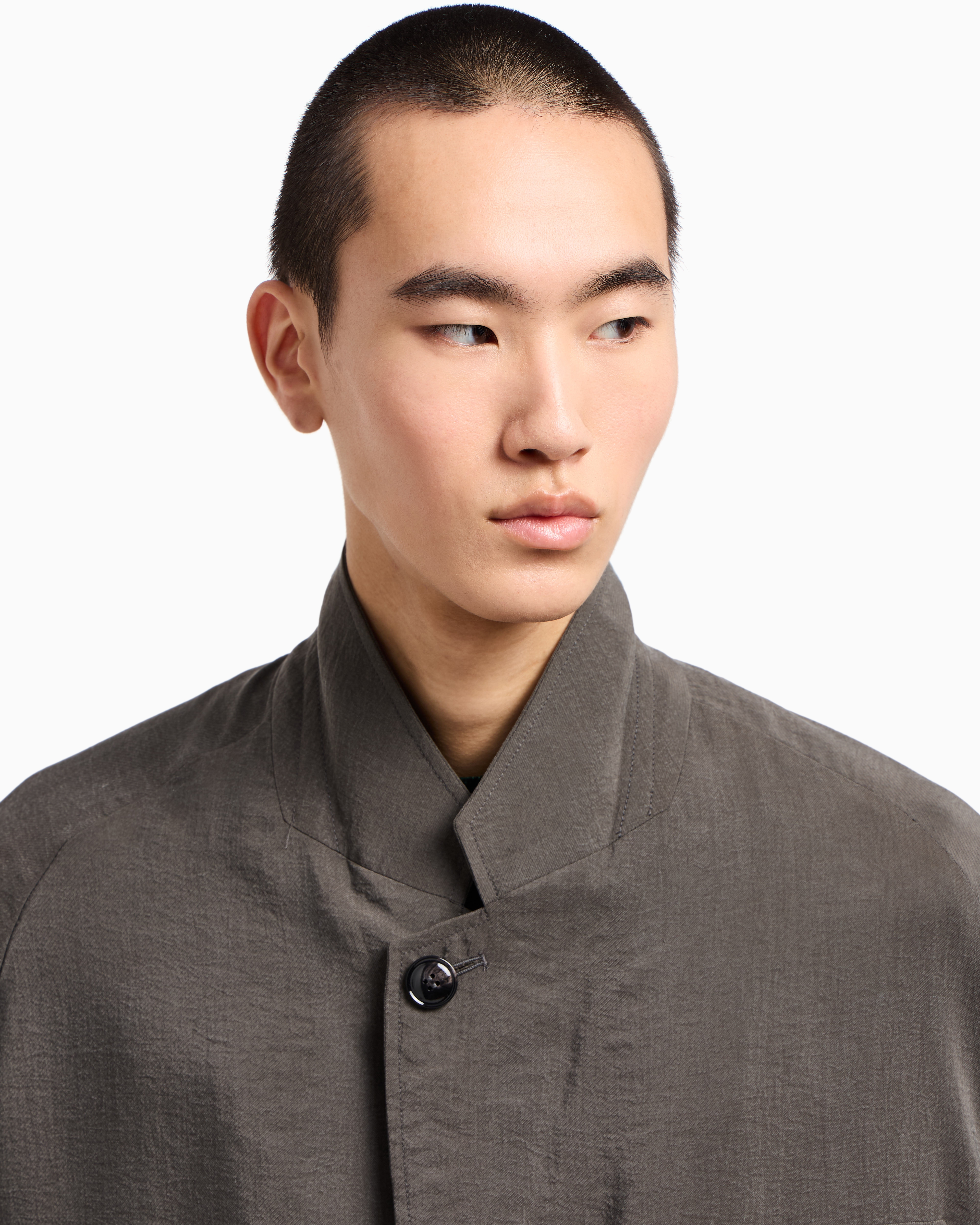 Giorgio Armani Washed Silk Single-breasted Jacket In Gray