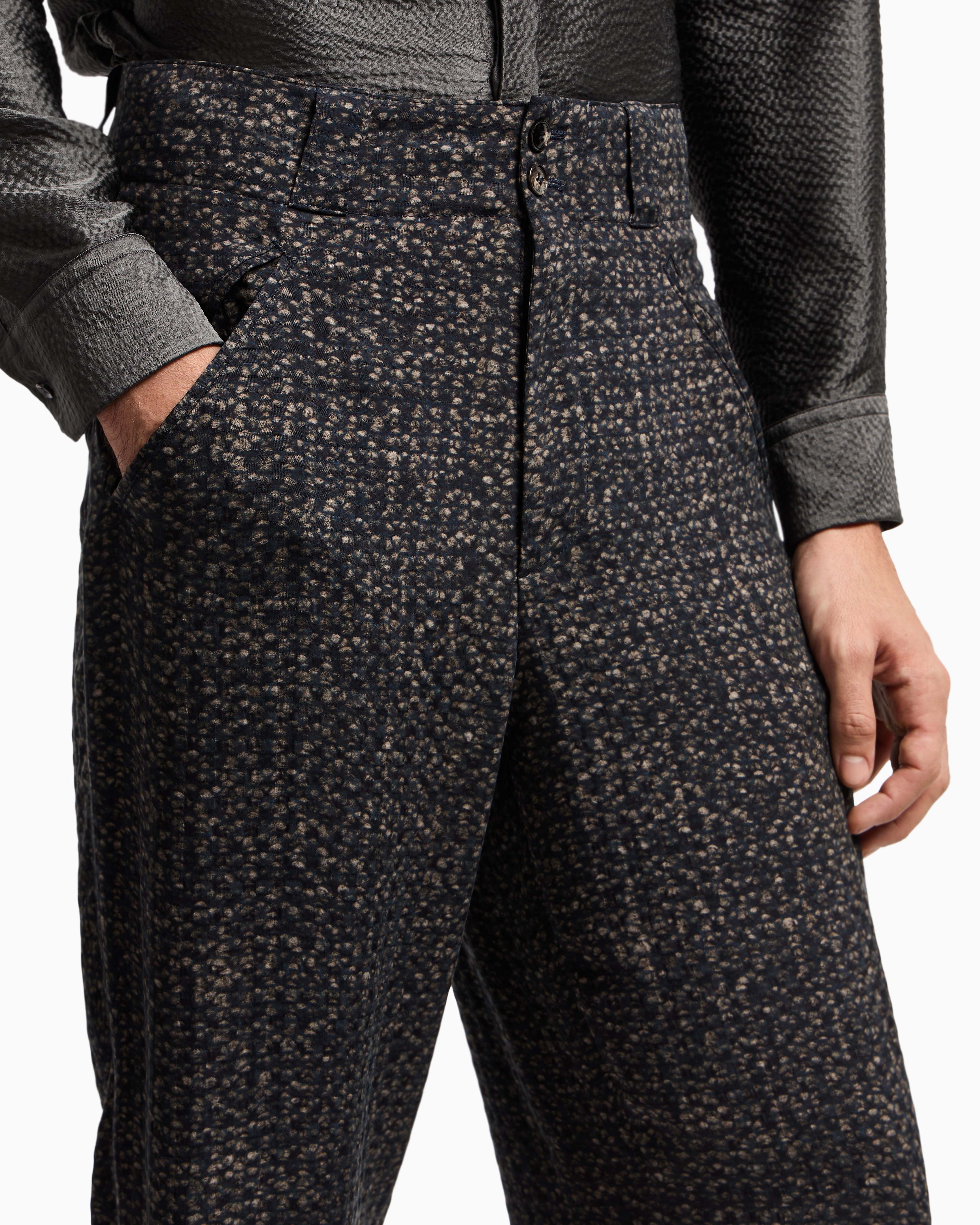 Giorgio Armani Asv Printed Cupro Flat-front Trousers