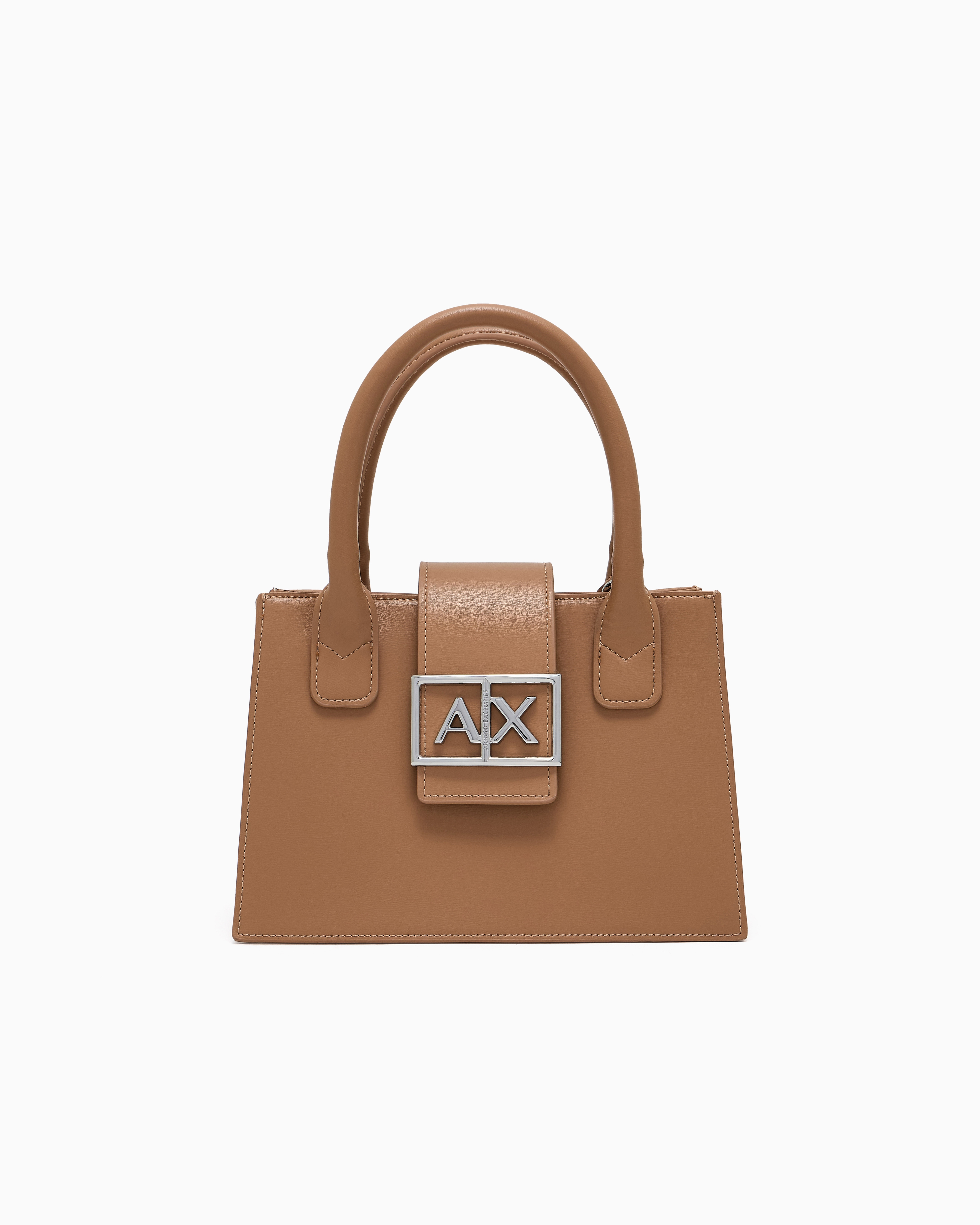 Armani Exchange Asv Small Trapeze Handbag In Camel
