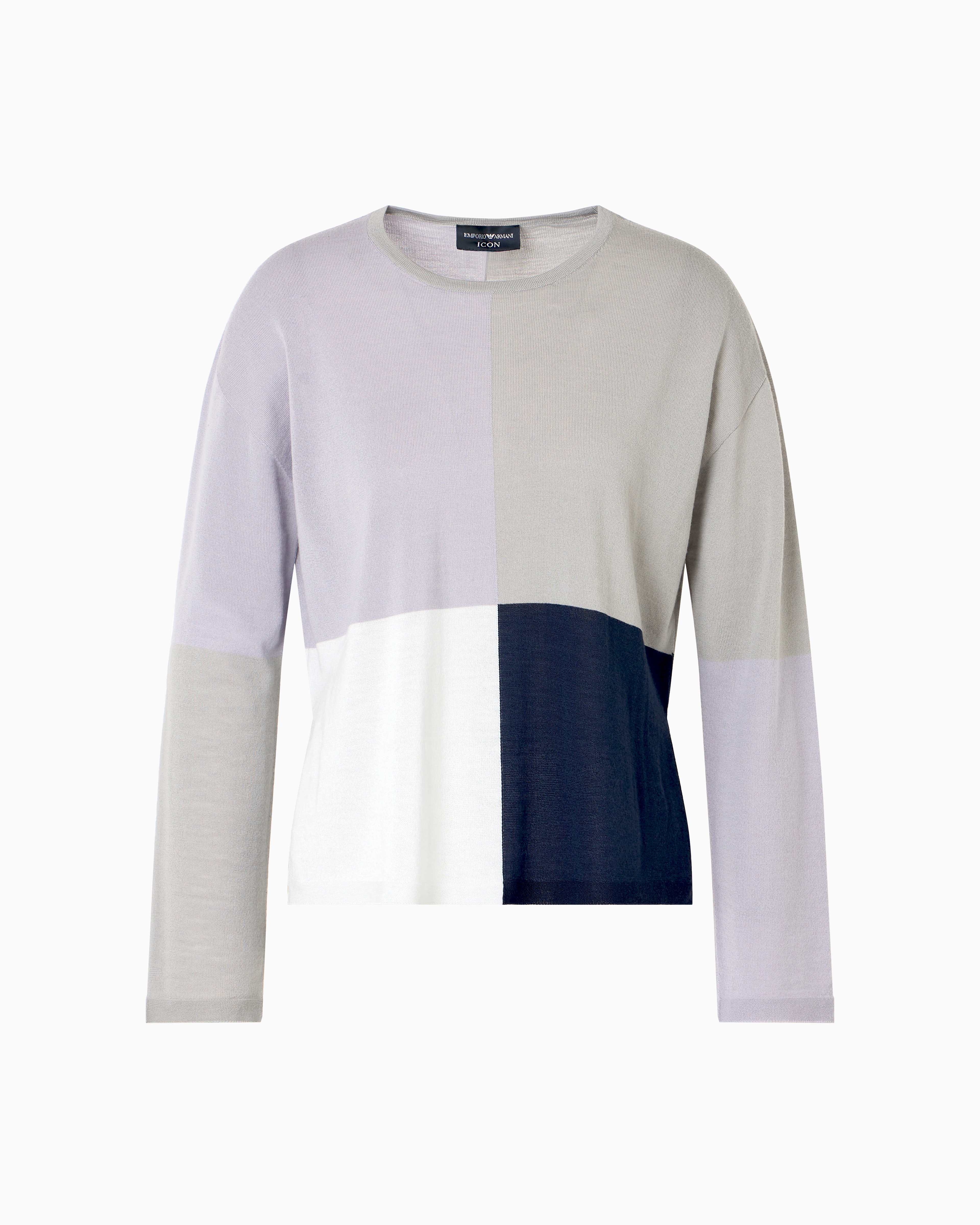 Emporio Armani Icon Wool Jumper With Intarsia In Purple