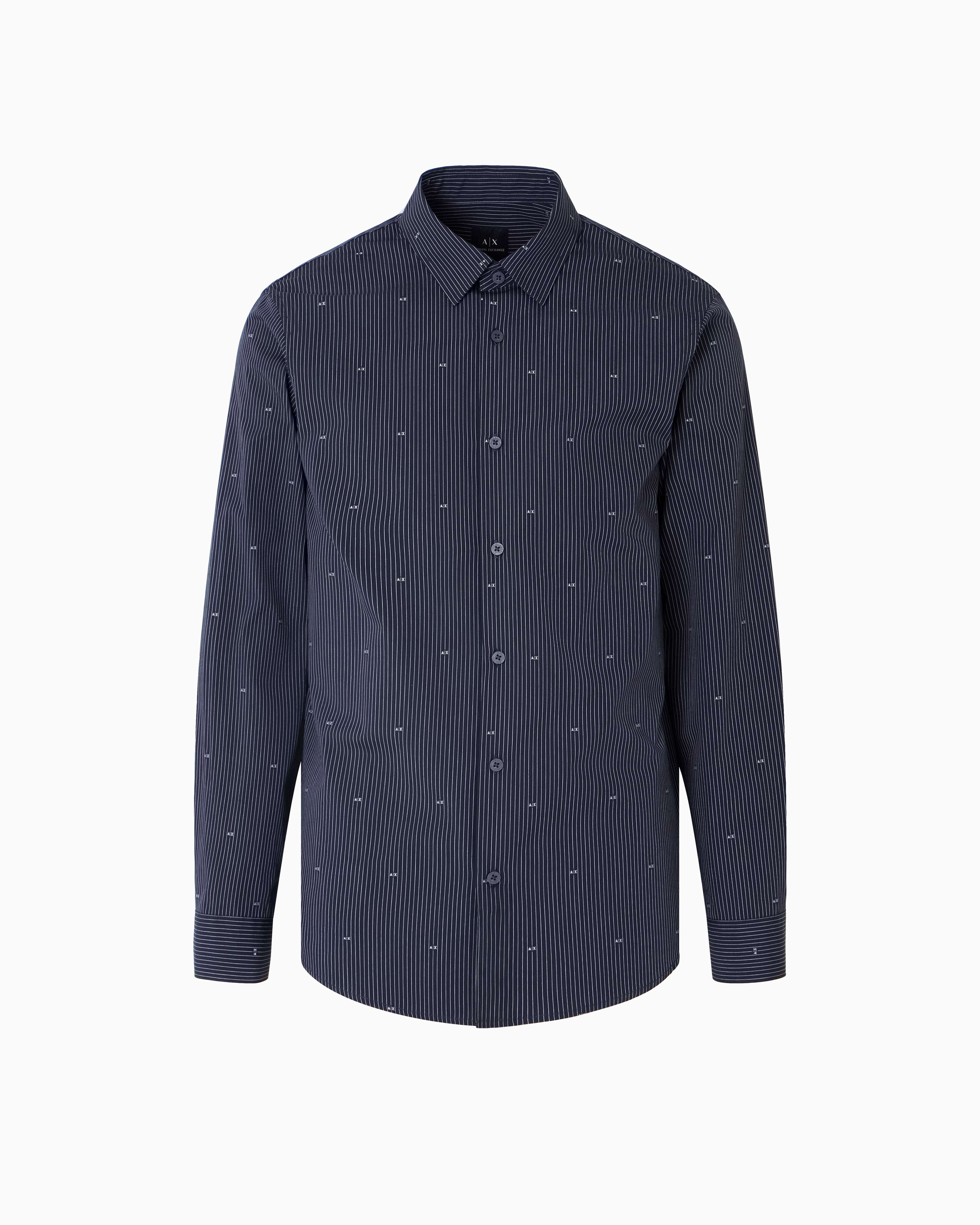 Armani Exchange Regular Fit Cotton Jacquard Shirt In Navy Blue