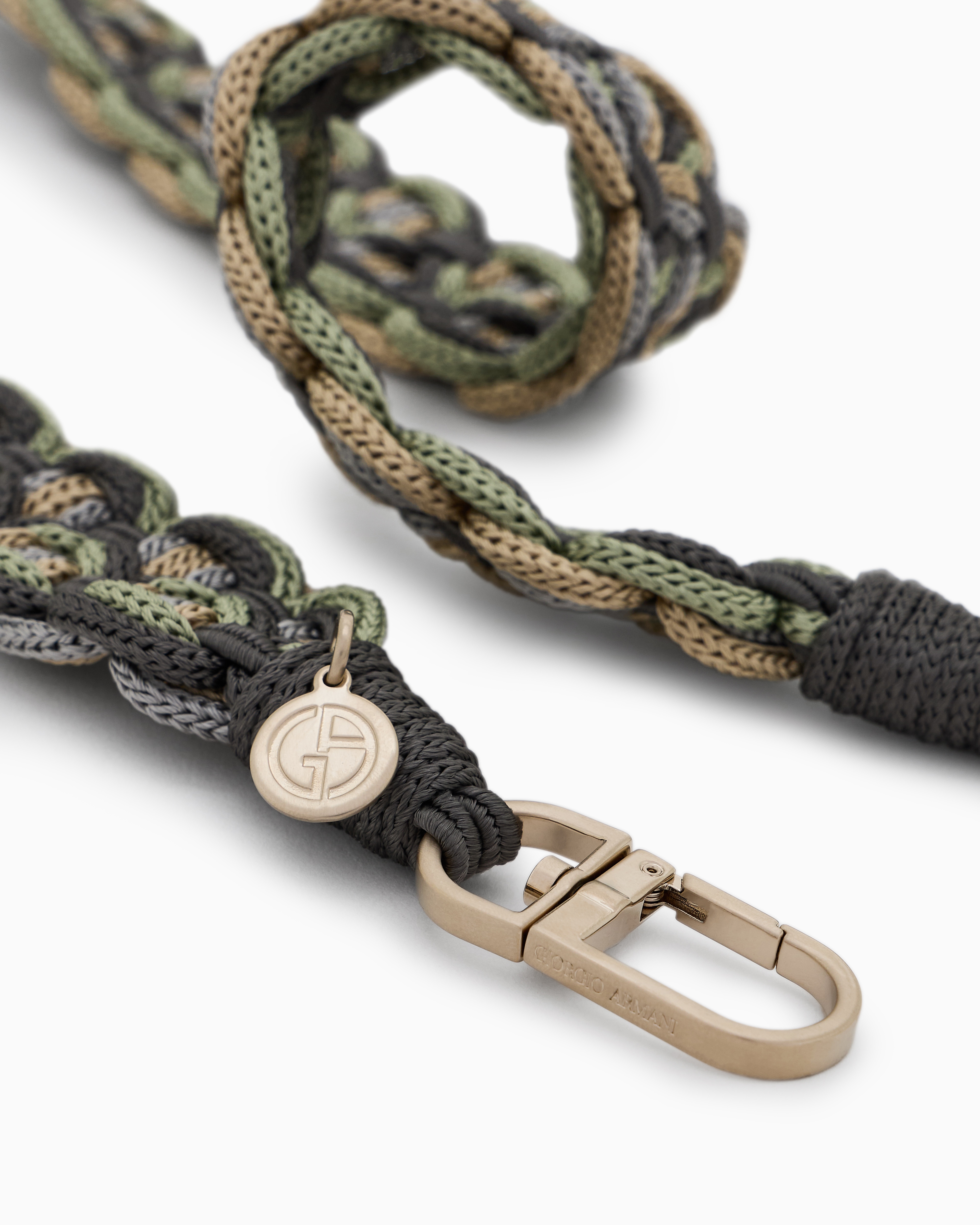 Giorgio Armani Rope Shoulder Strap With A Woven Motif In Green