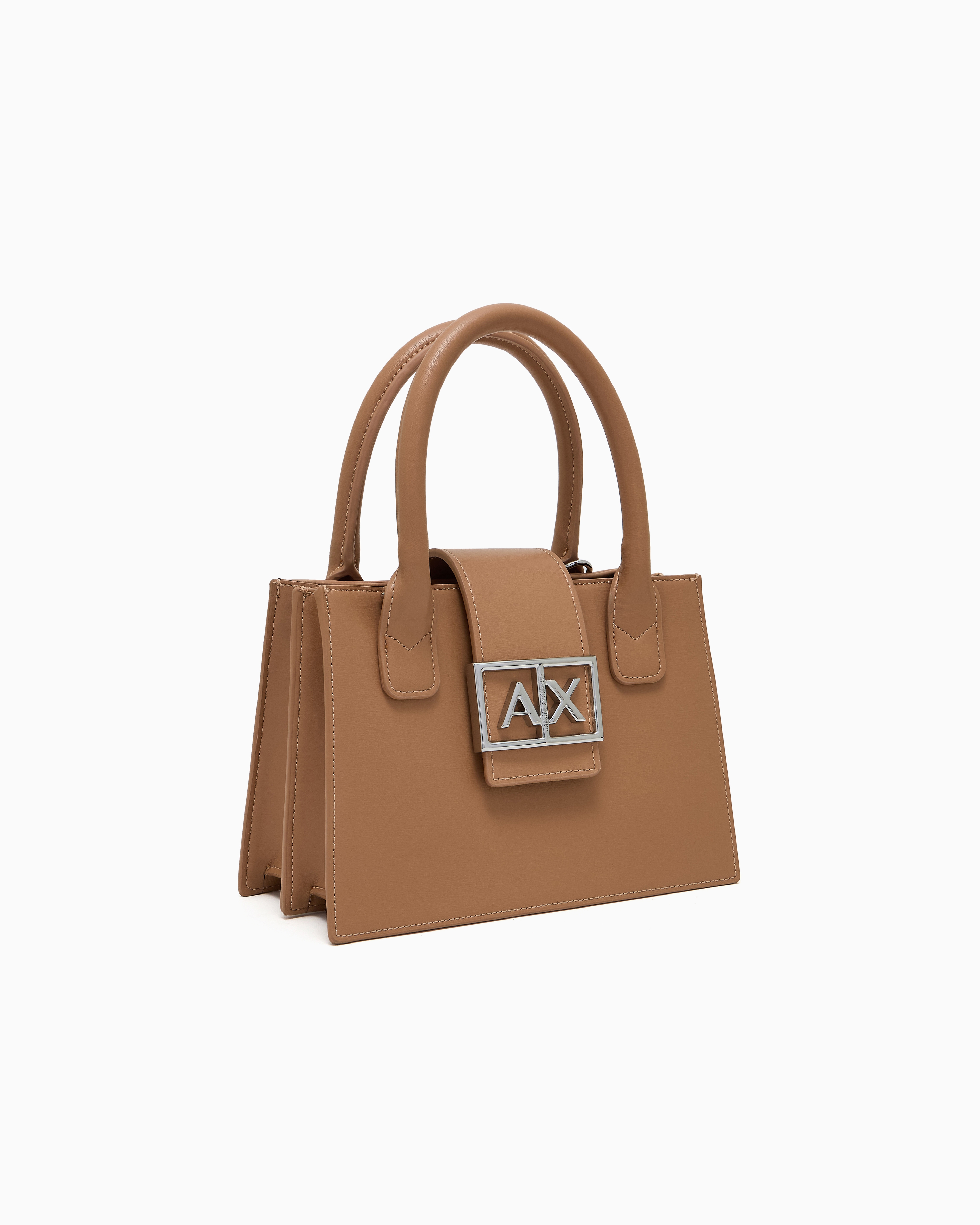 Armani Exchange Asv Small Trapeze Handbag In Camel