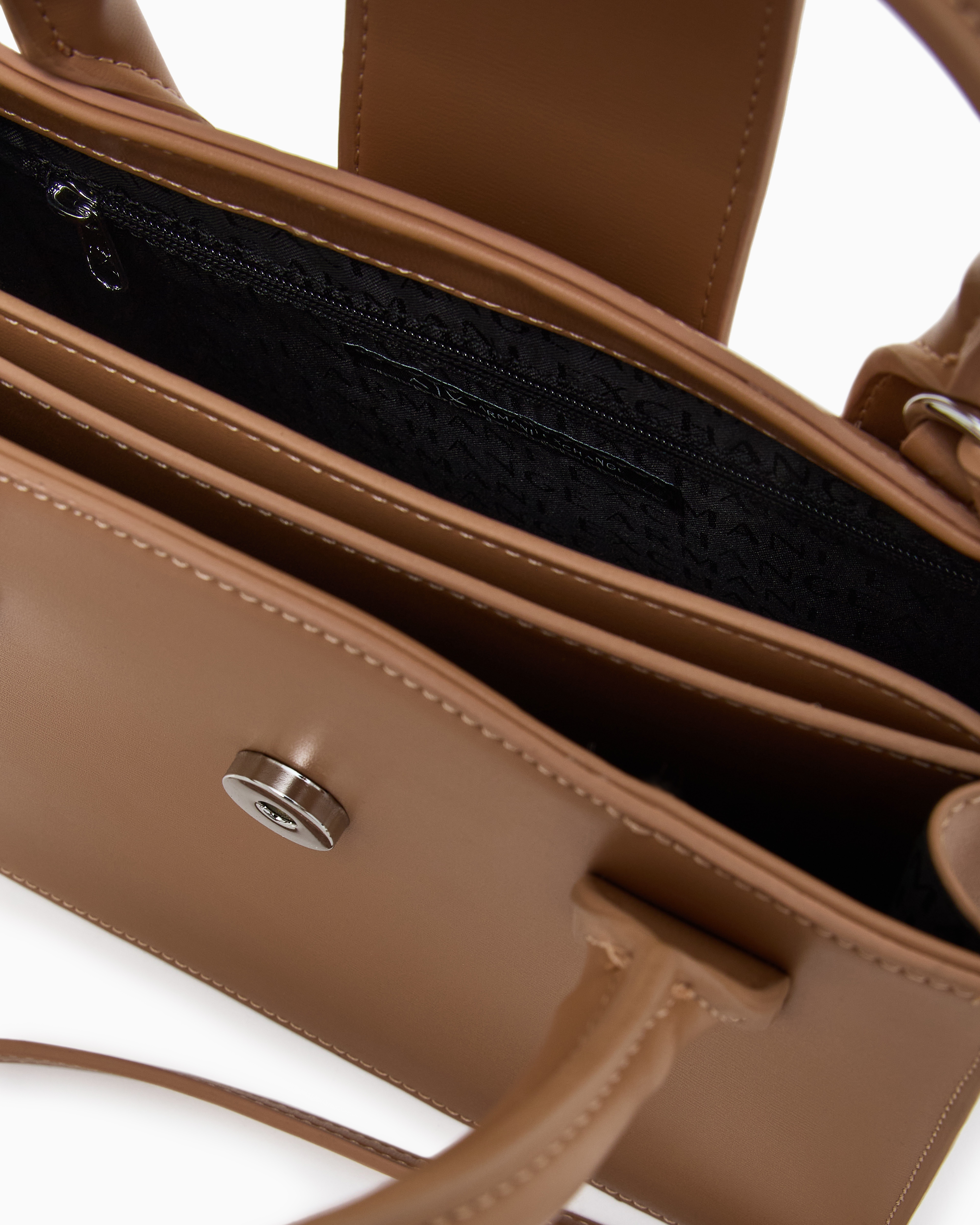 Armani Exchange Asv Small Trapeze Handbag In Camel