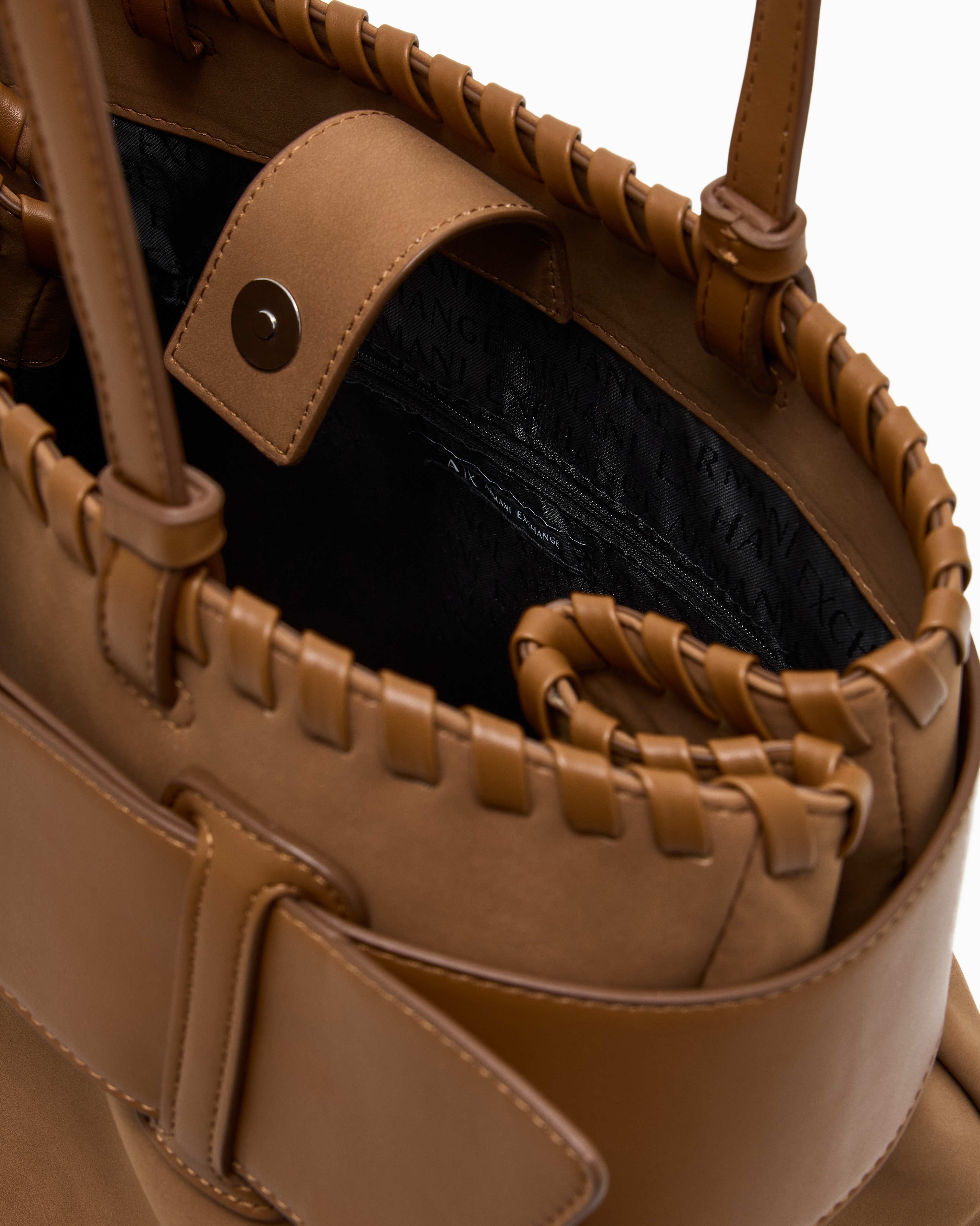 Armani Exchange Large Shoulder Bag With Asv Logo Detail In Brown