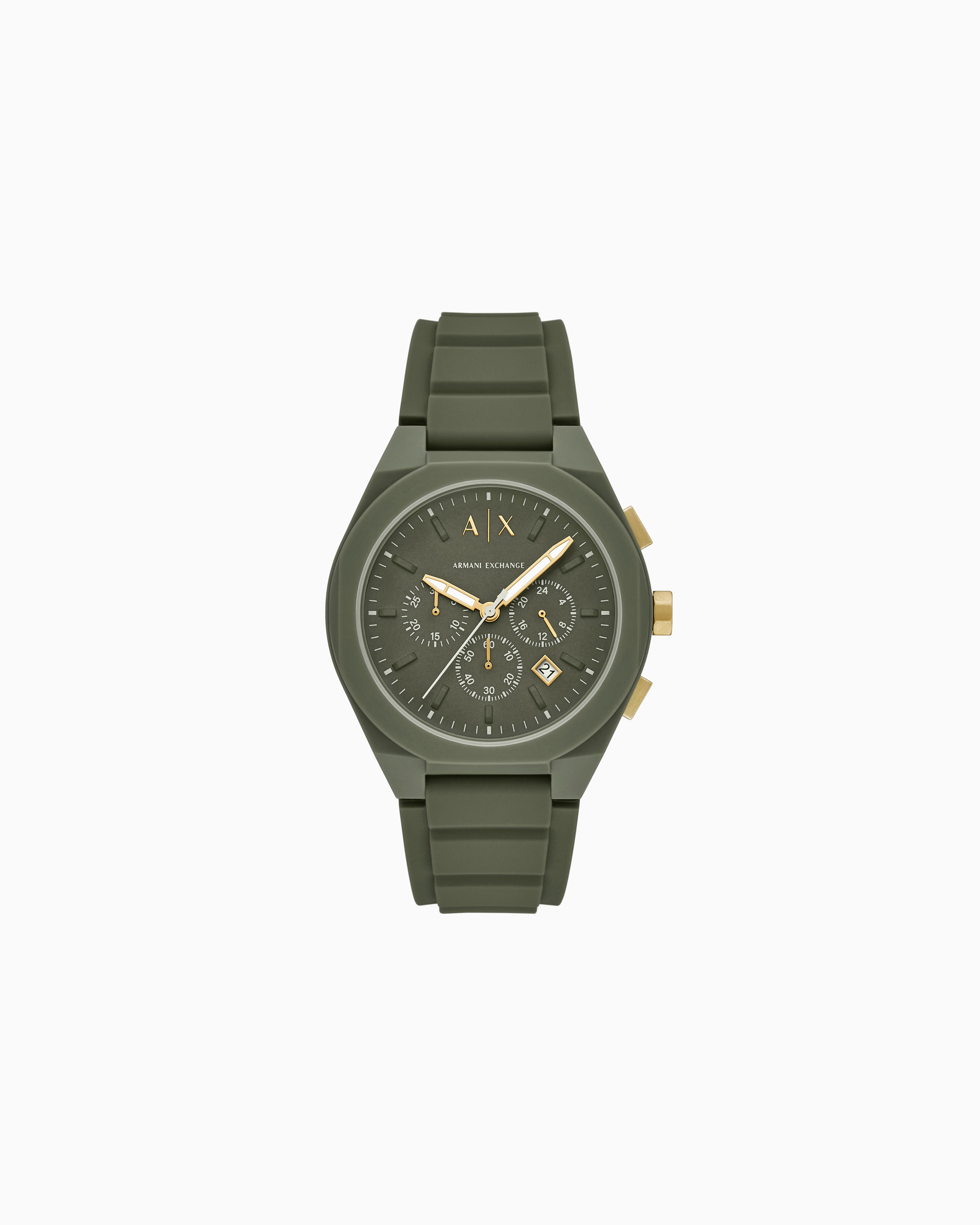 Armani Exchange Chronograph Green Silicone Watch In Multicolored