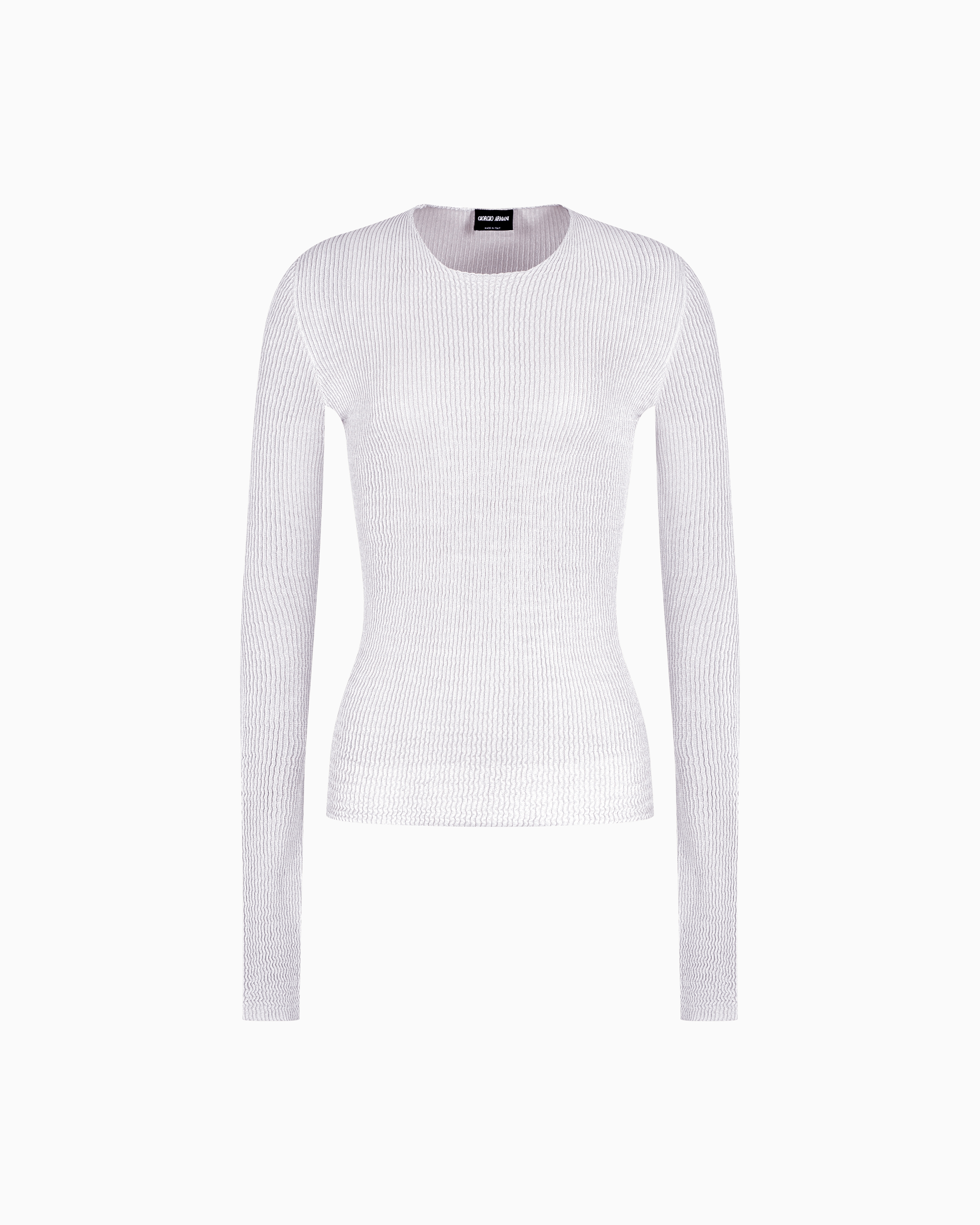 Giorgio Armani Stretch Viscose Blend Crew-neck Jumper In Grey