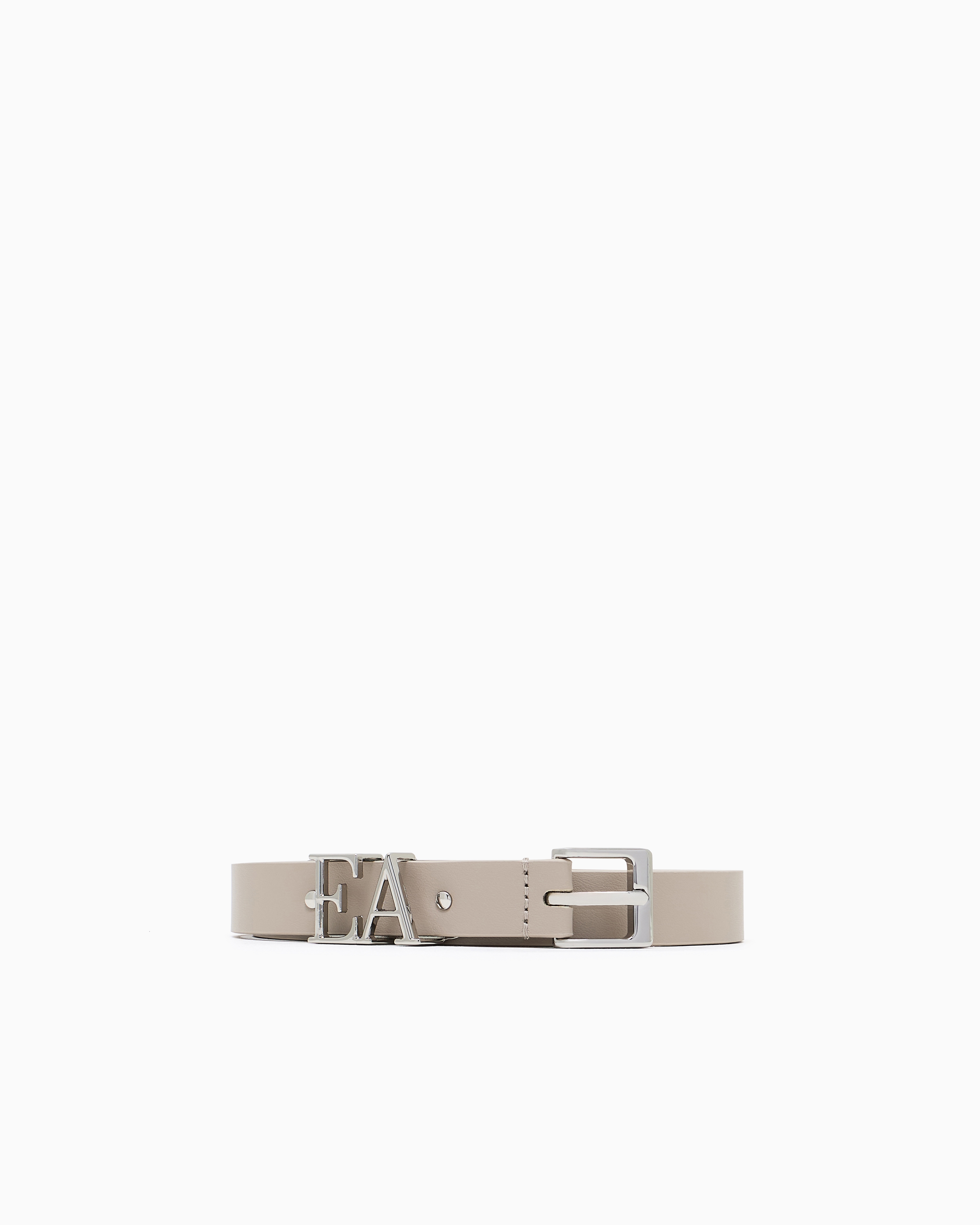 Emporio Armani Smooth Leather Belt With Moulded Ea Buckle In Beige