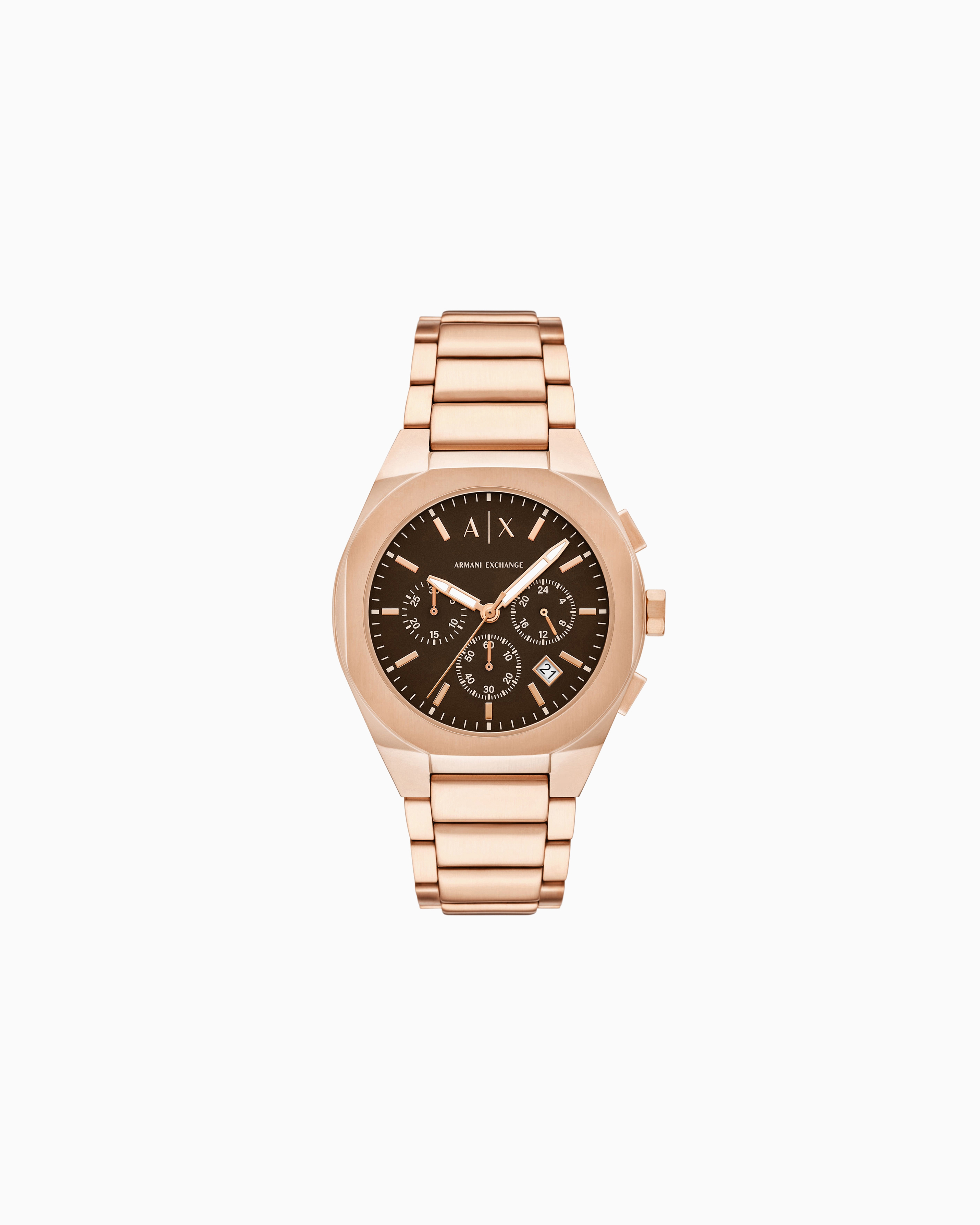 Armani Exchange Chronograph Rose Gold-tone Stainless Steel Watch In Multicolore