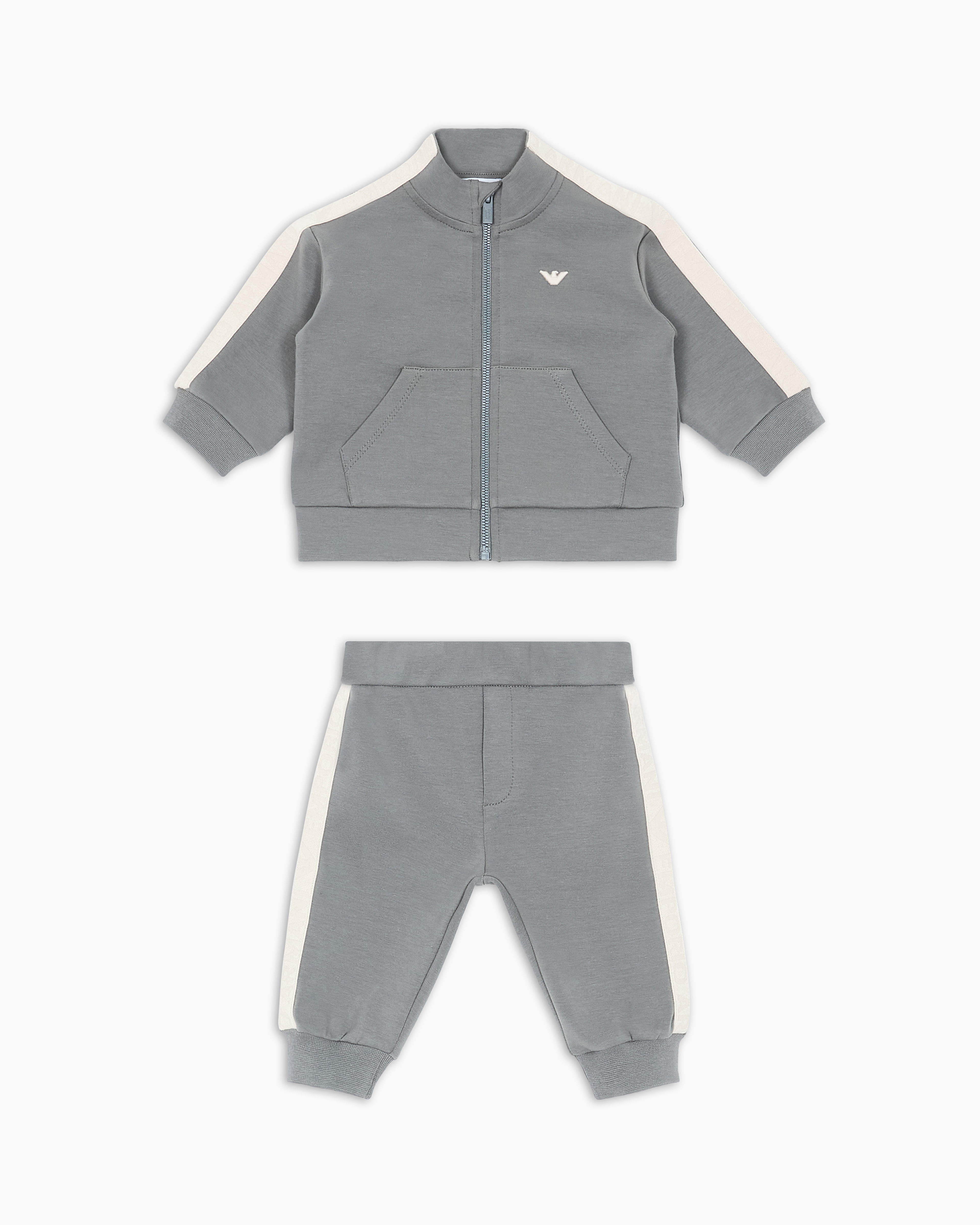 Emporio Armani Interlock Double-jersey Tracksuit Featuring A Sweatshirt And Joggers With Logo Tape In Green