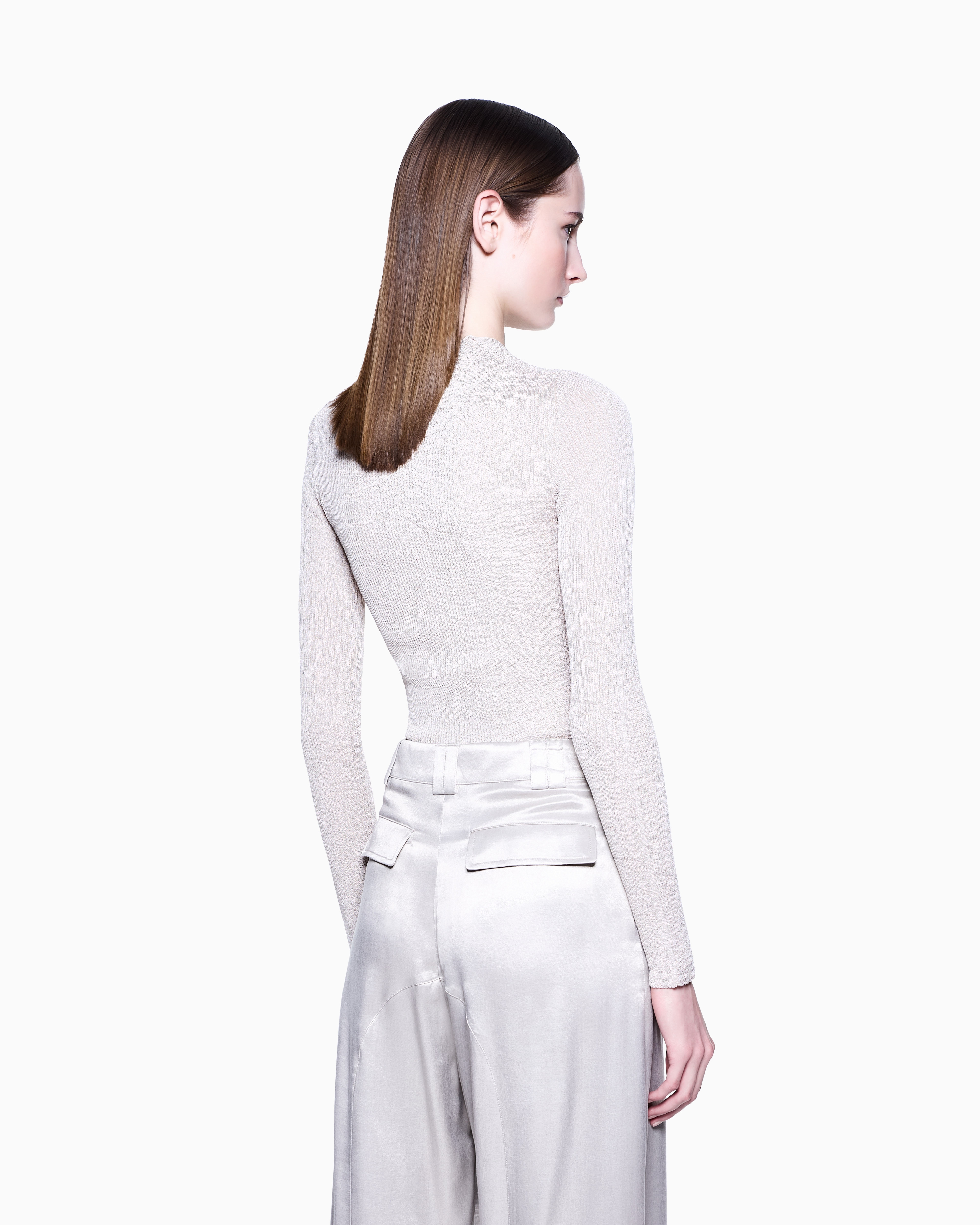 Giorgio Armani Stretch Viscose Blend Crew-neck Jumper In Grey