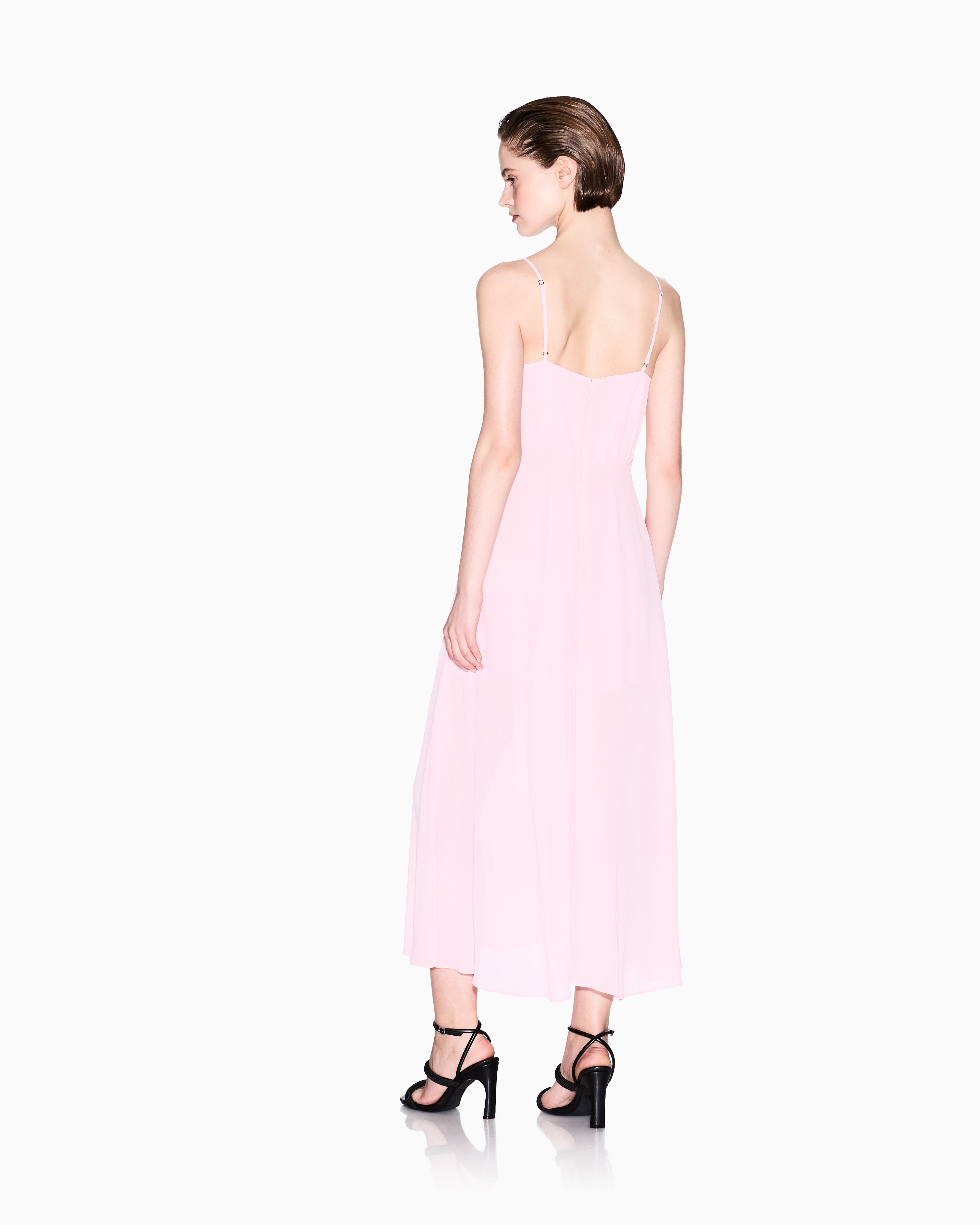 Armani Exchange - Long dress with slit crepe, Woman, Pink, Size: