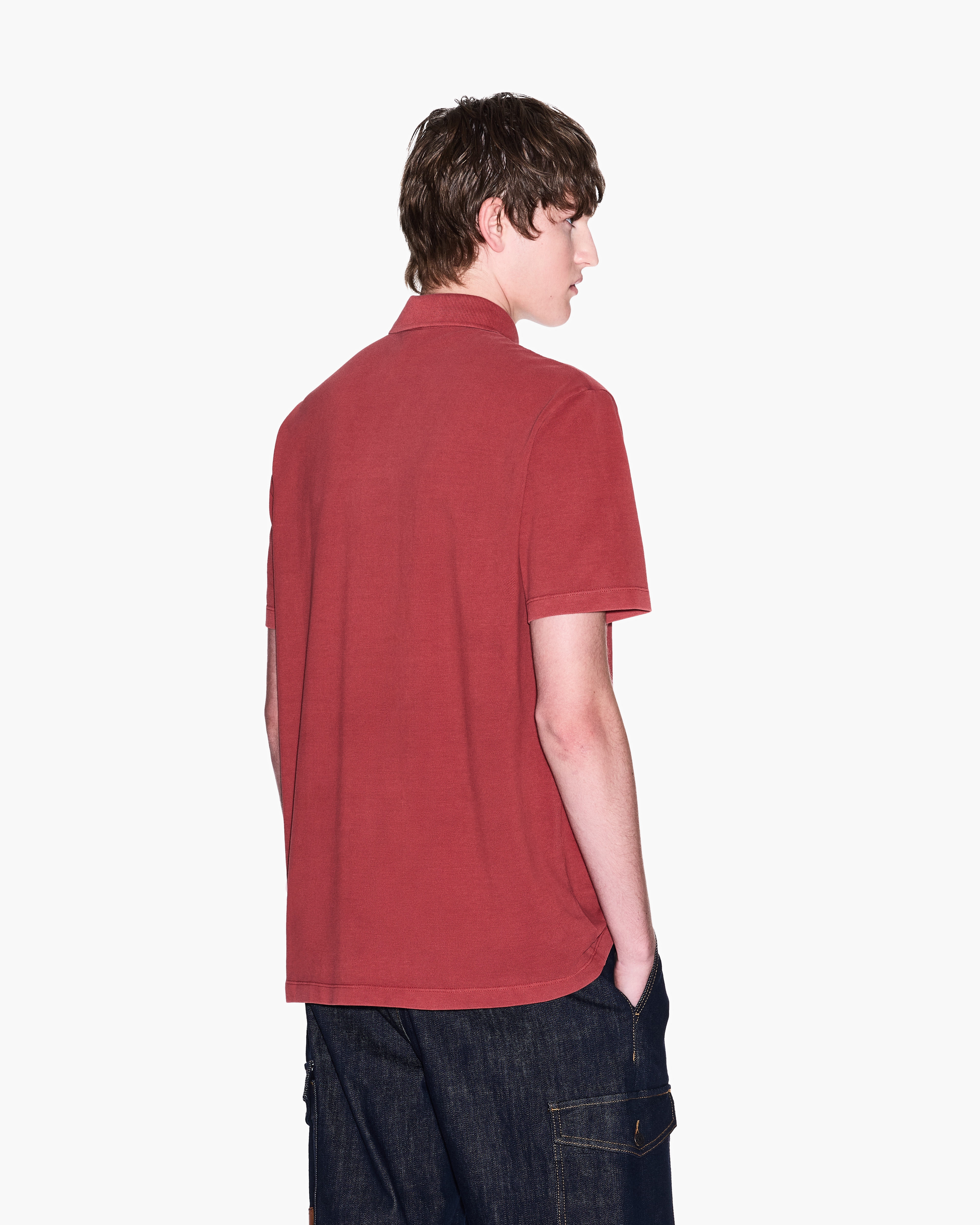 Armani Exchange - Used effect cotton piquet polo, Man, Red, Size:
