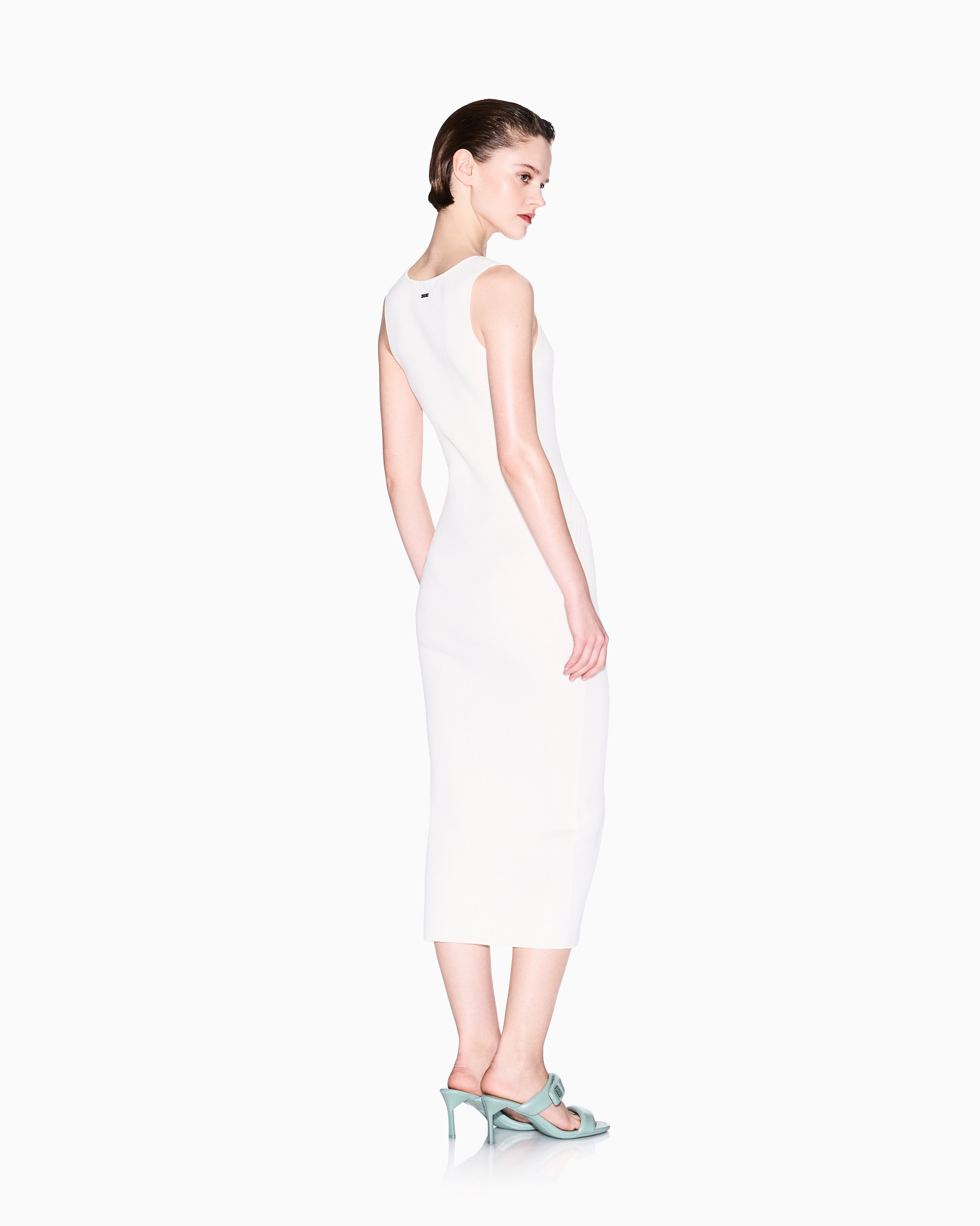 Armani Exchange - ASV Knitted Pencil Midi Dress, Woman, White, Size: