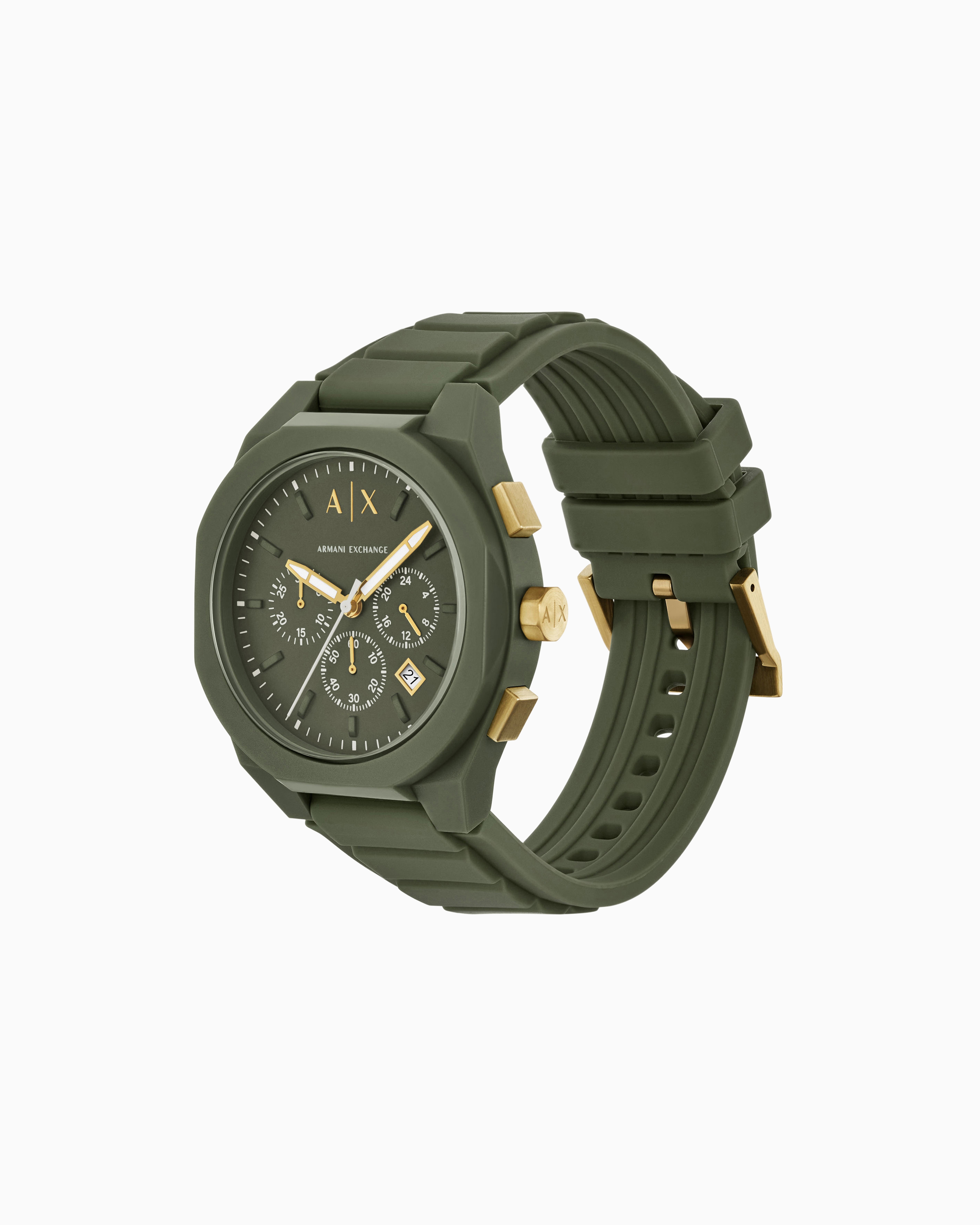 Armani Exchange Chronograph Green Silicone Watch In Multicolored