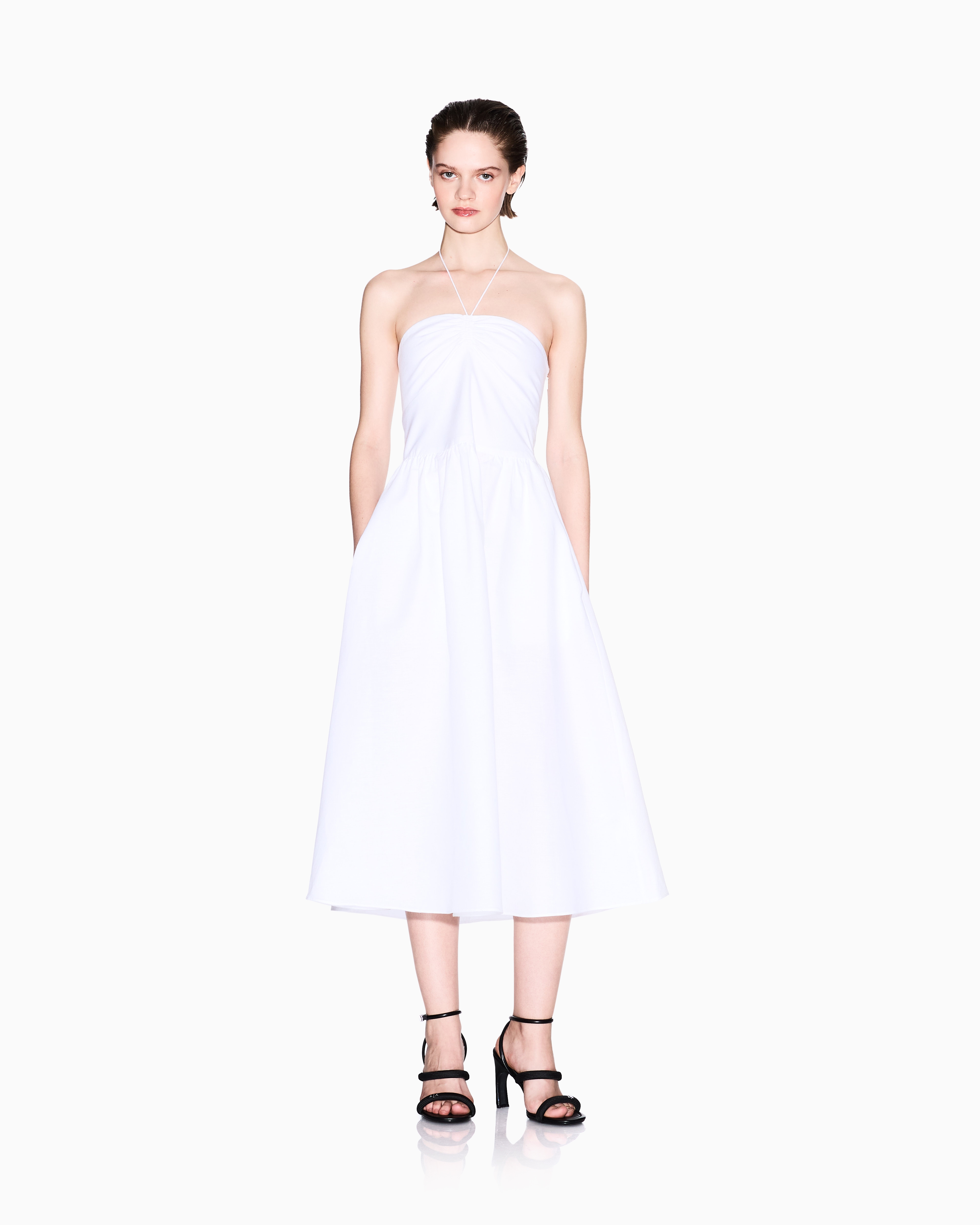 Armani Exchange - Linen and cotton longuette dress, Woman, White, Size: