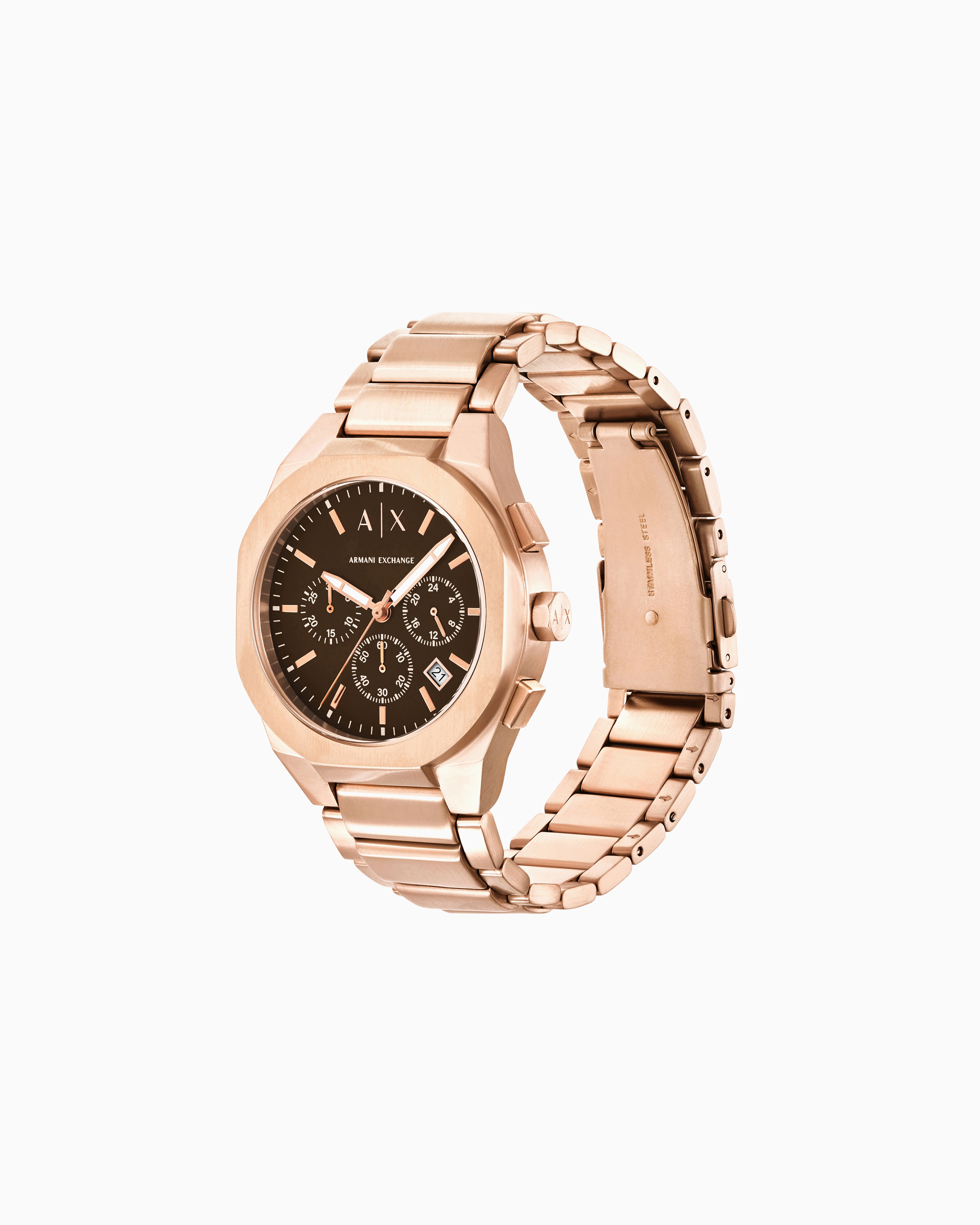Armani Exchange Chronograph Rose Gold-tone Stainless Steel Watch In Multicolore