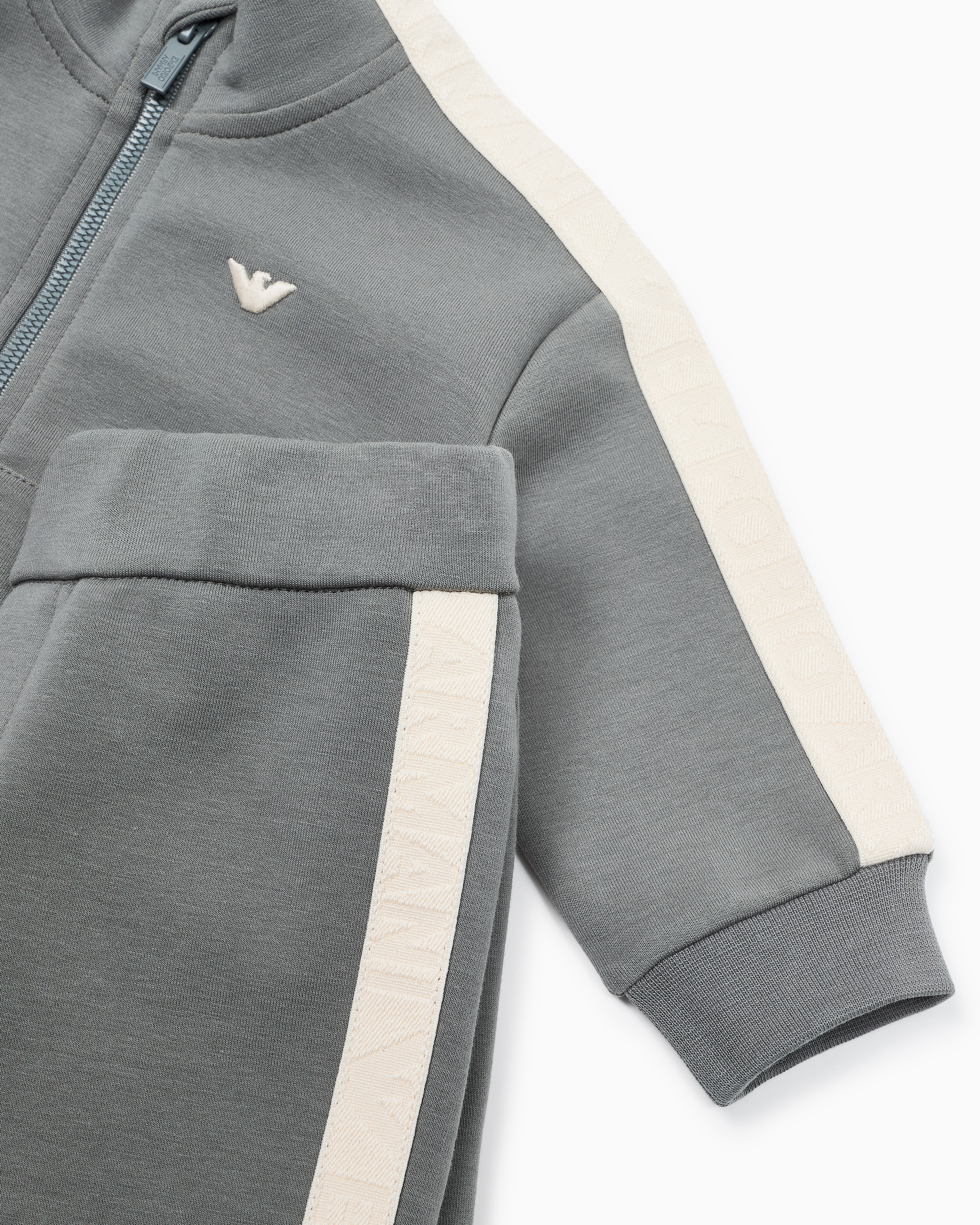 Emporio Armani Interlock Double-jersey Tracksuit Featuring A Sweatshirt And Joggers With Logo Tape In Green