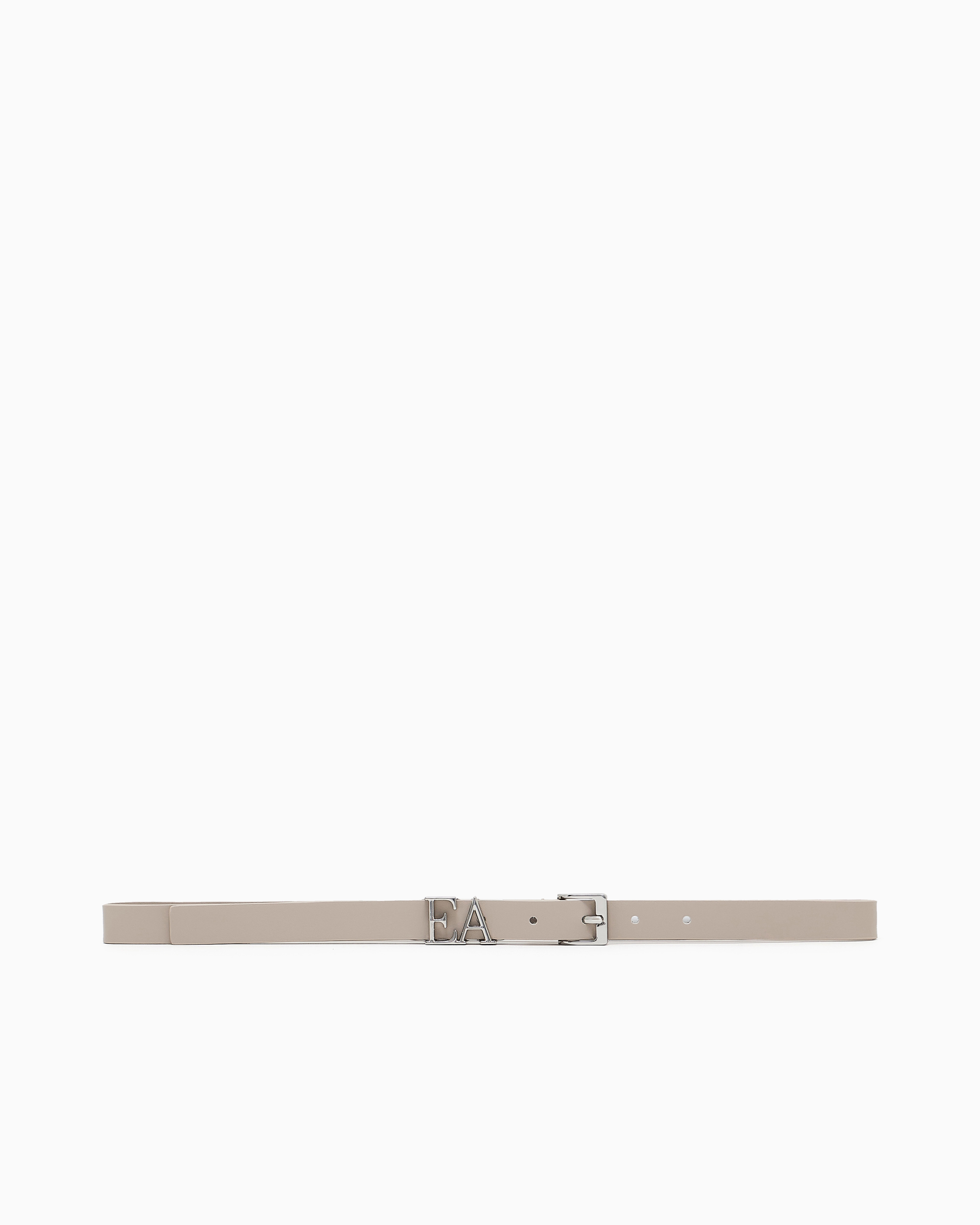 Emporio Armani Smooth Leather Belt With Moulded Ea Buckle In Beige