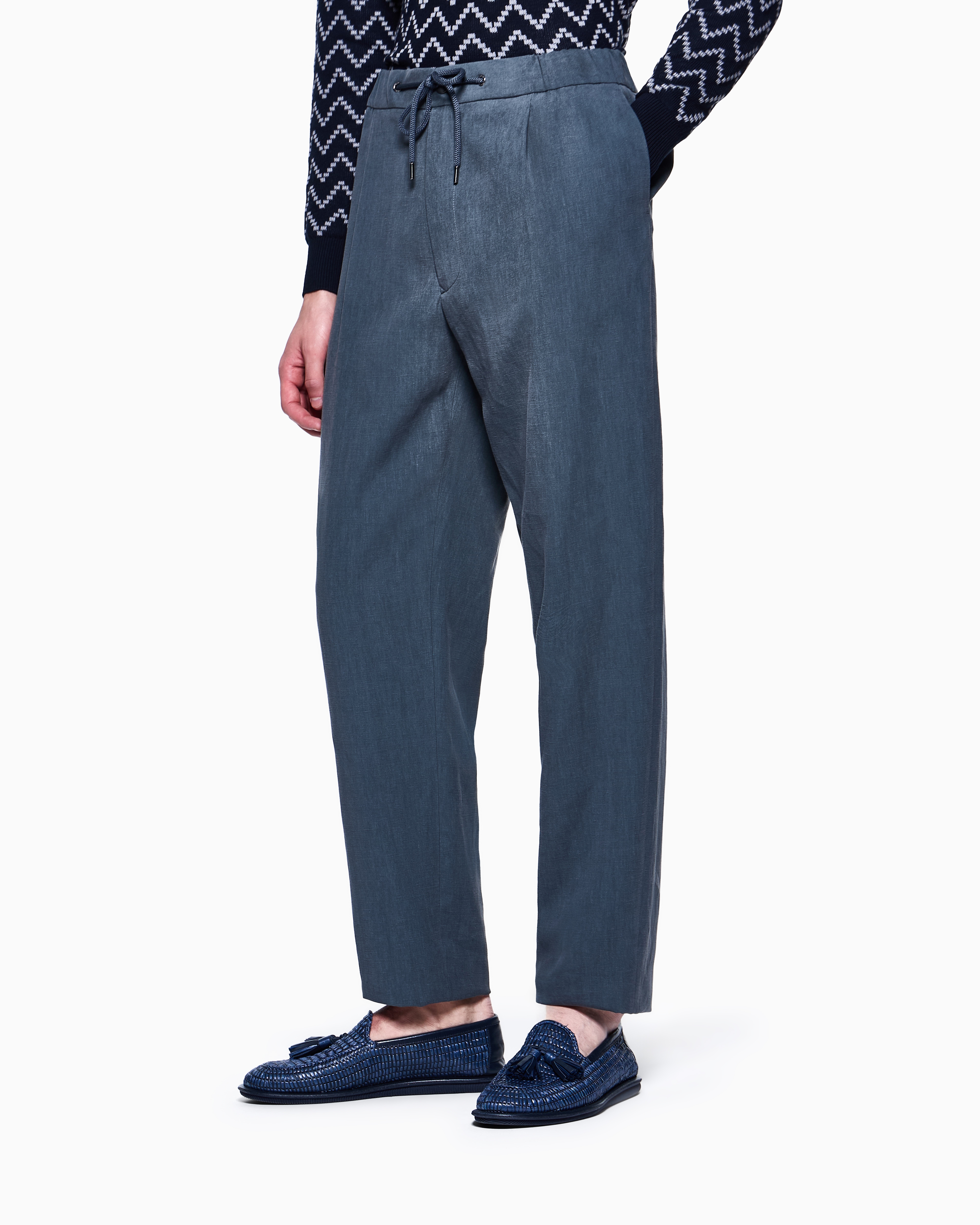 Giorgio Armani Single-pleat, Linen-canvas Trousers