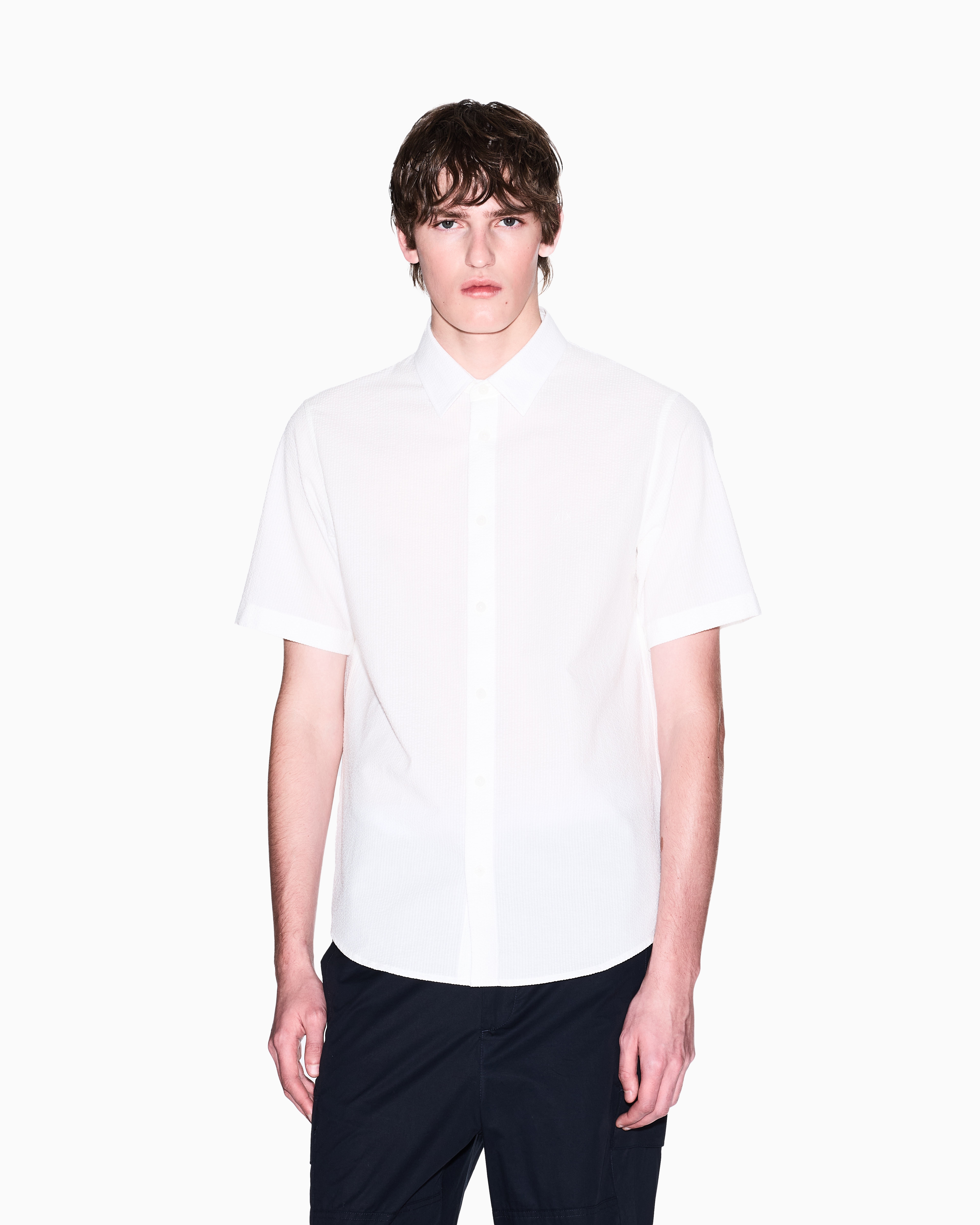 Armani Exchange - Regular fit short sleeve shirt, Man, White, Size:
