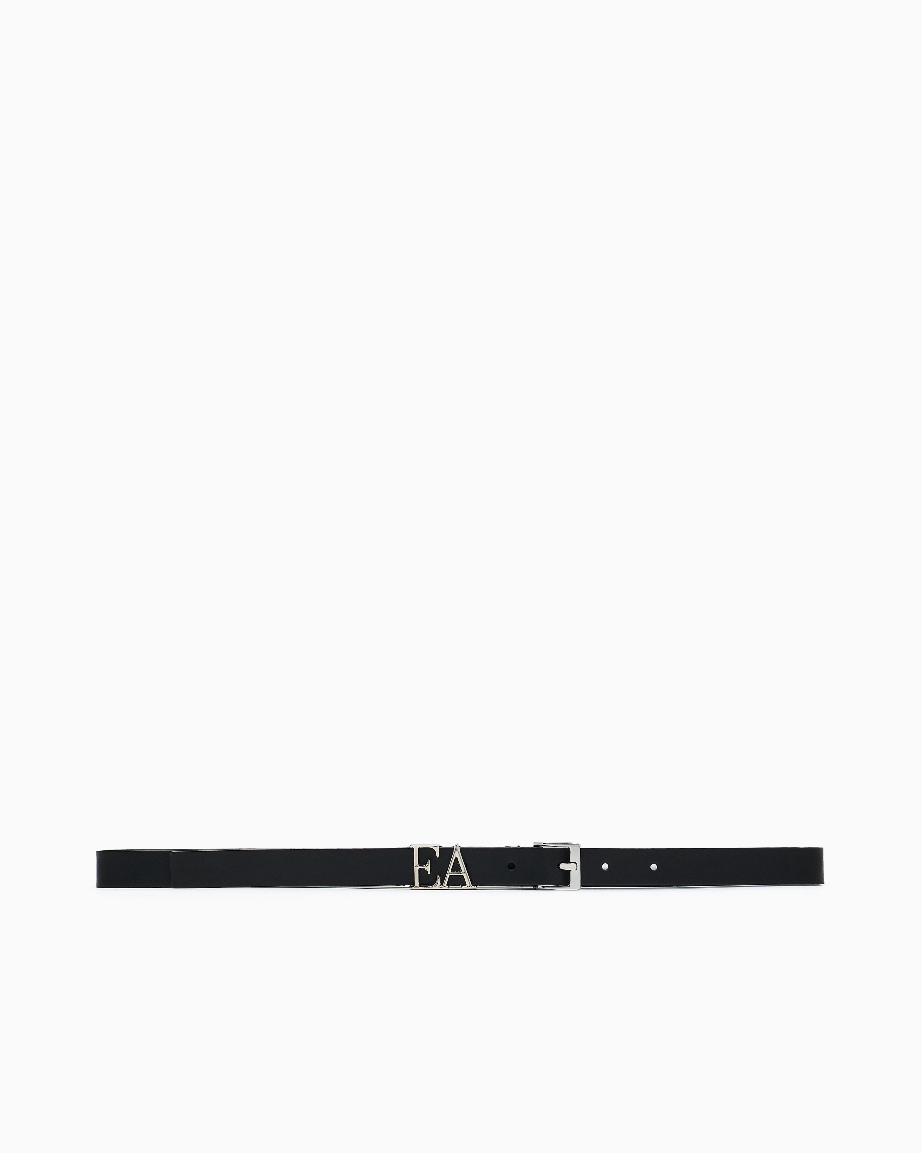 Emporio Armani Smooth Leather Belt With Moulded Ea Buckle In Black