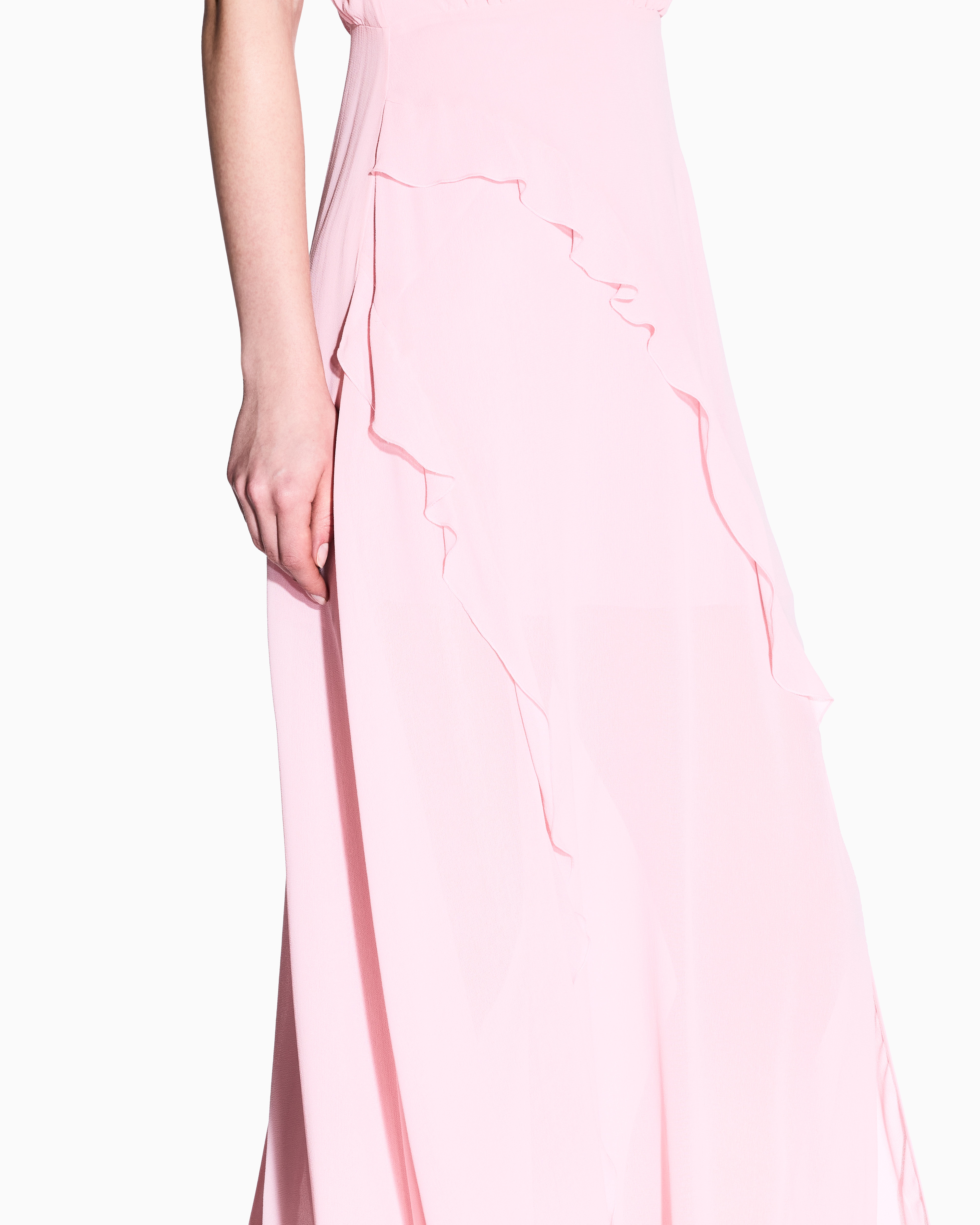 Armani Exchange - Long dress with slit crepe, Woman, Pink, Size: