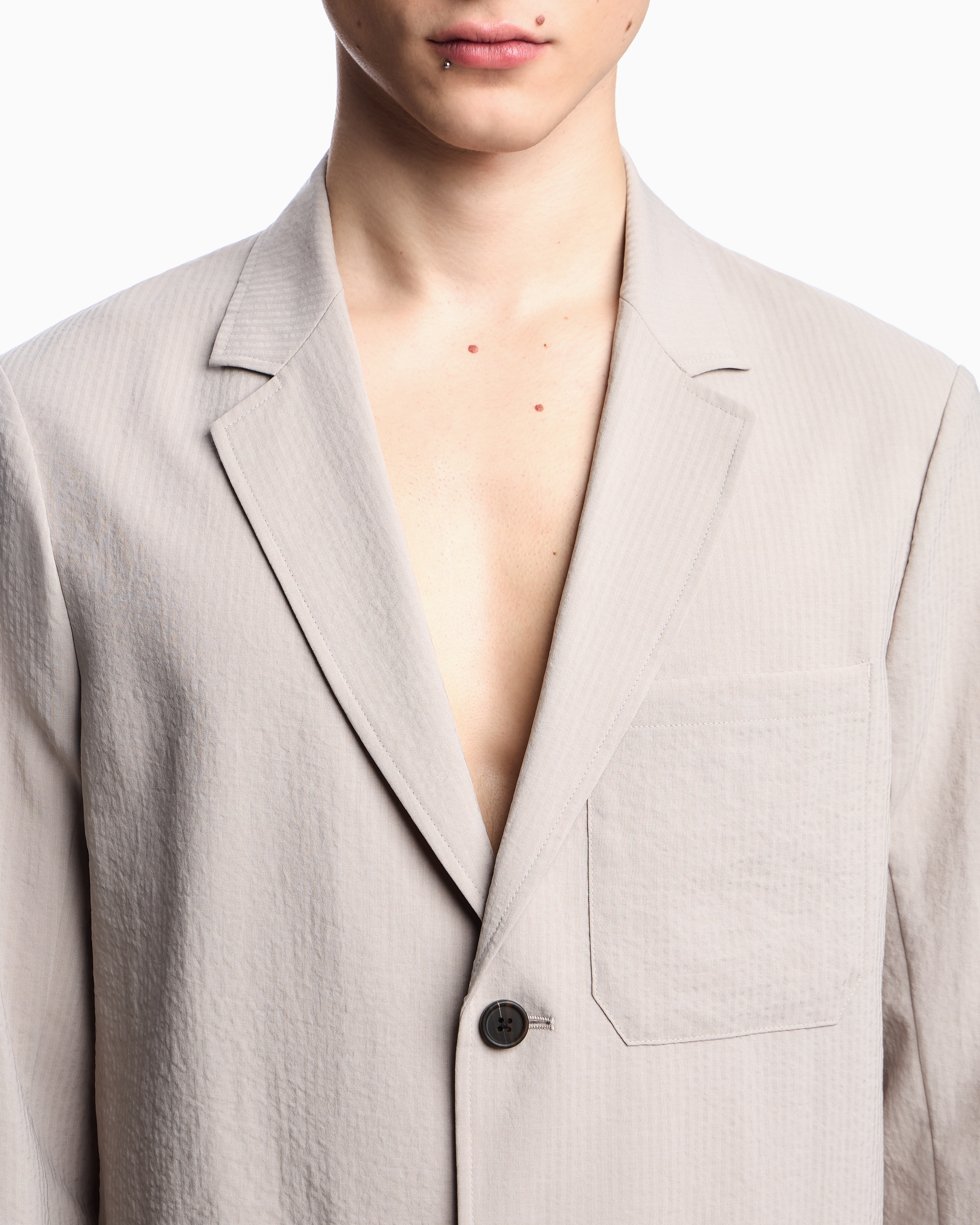 シングルブレストジャケット ナイロンシアサッカー | Emporio Armani