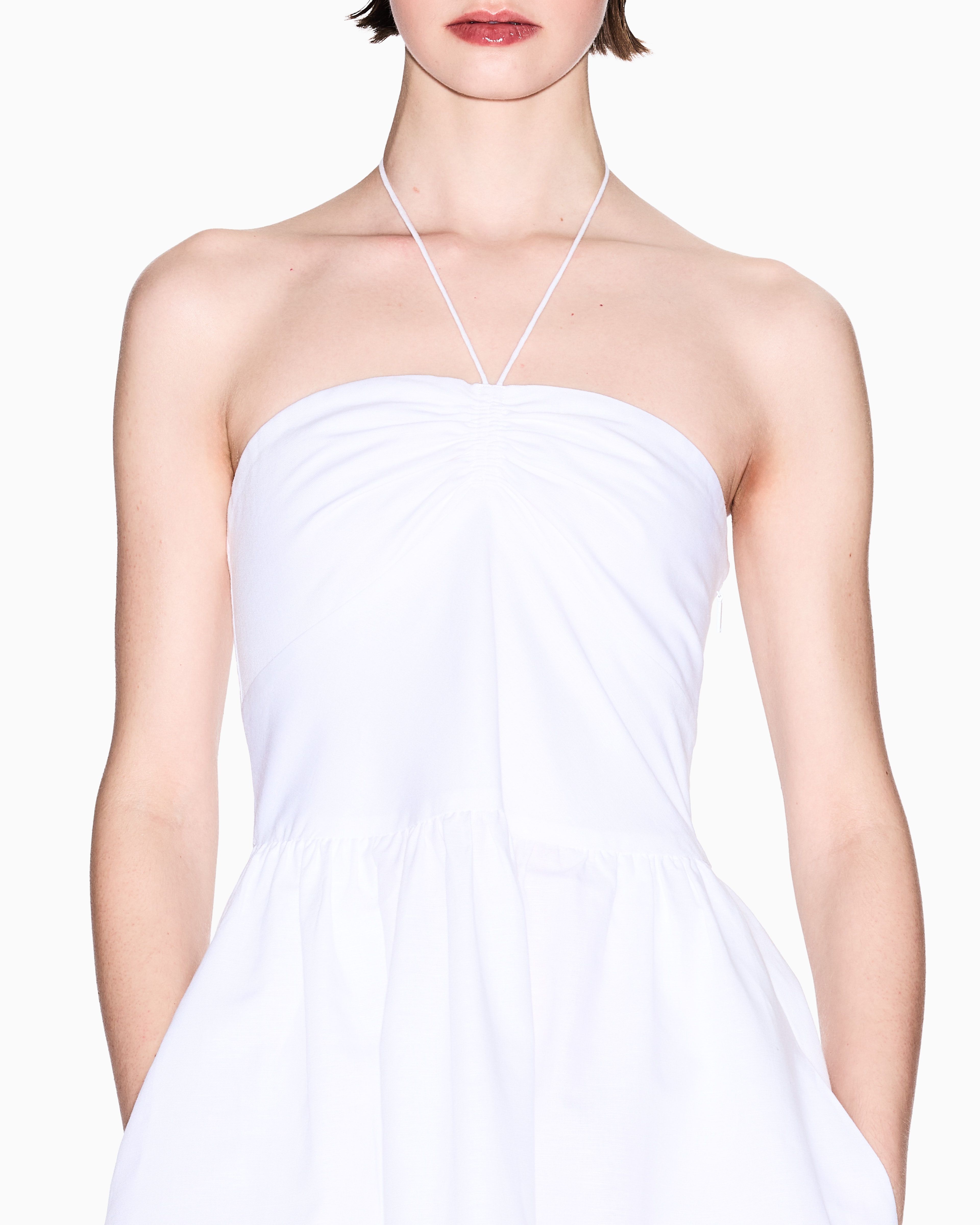 Armani Exchange - Linen and cotton longuette dress, Woman, White, Size: