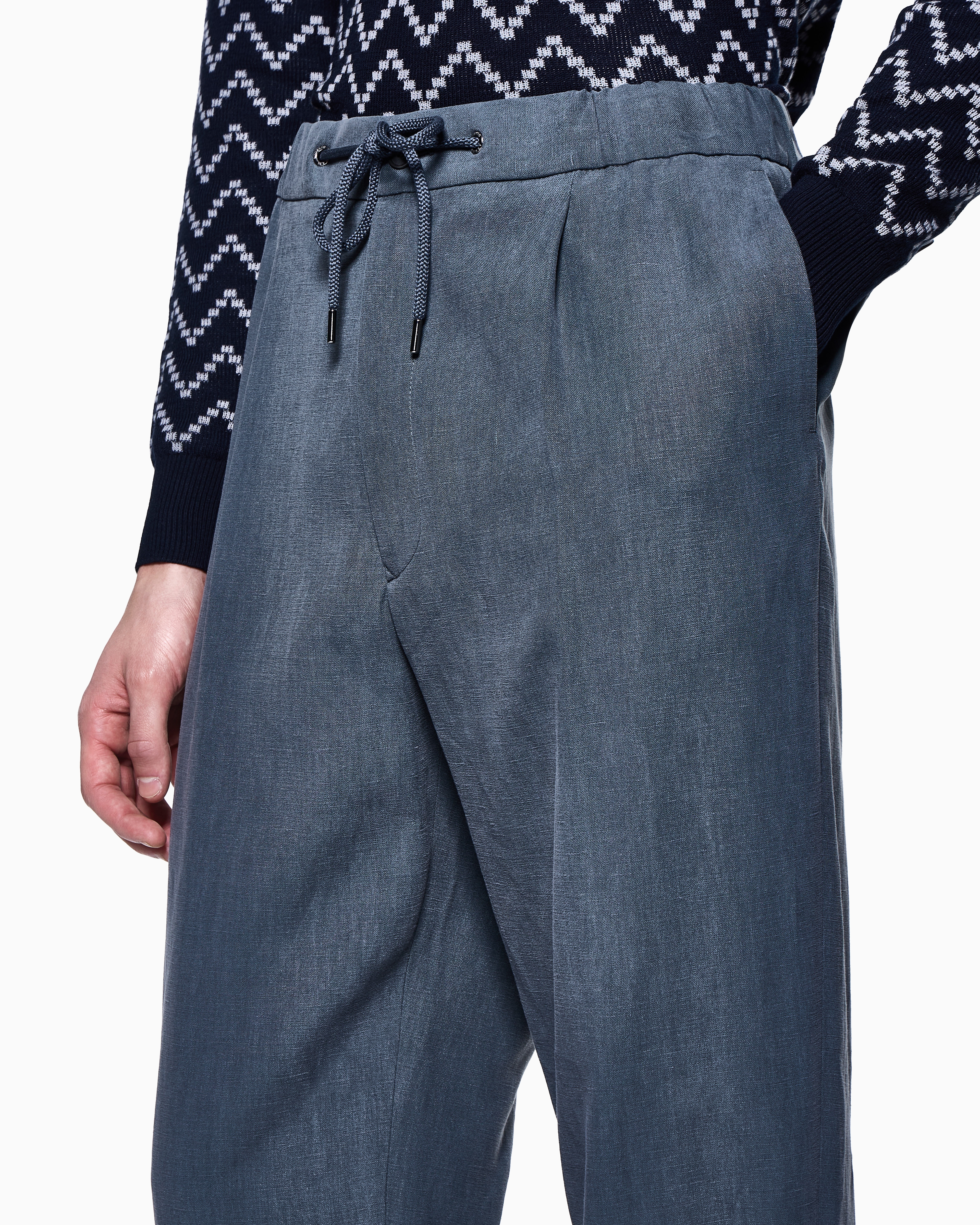 Giorgio Armani Single-pleat, Linen-canvas Trousers