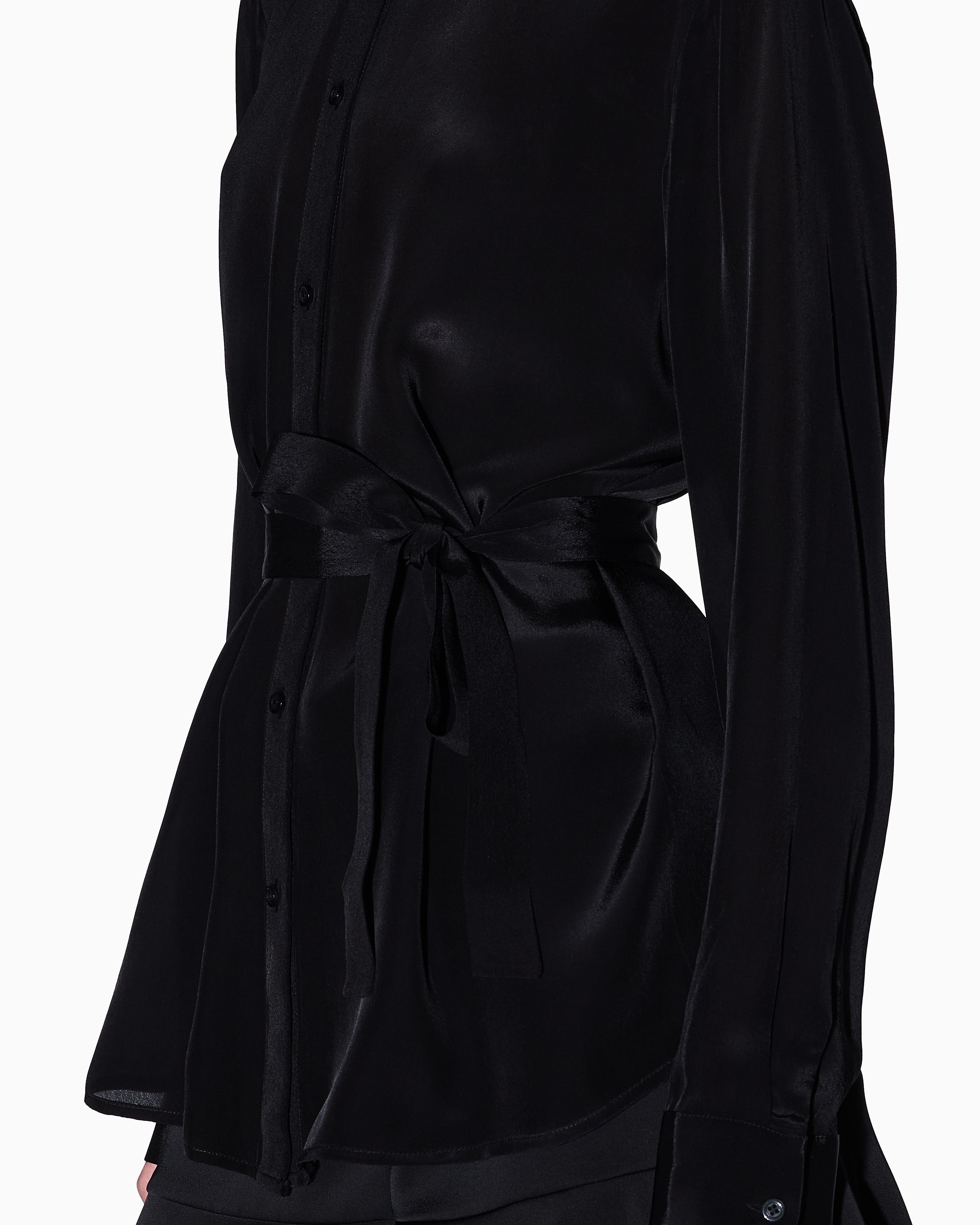 Armani Exchange - Viscose shirt with bow, Woman, Black, Size: