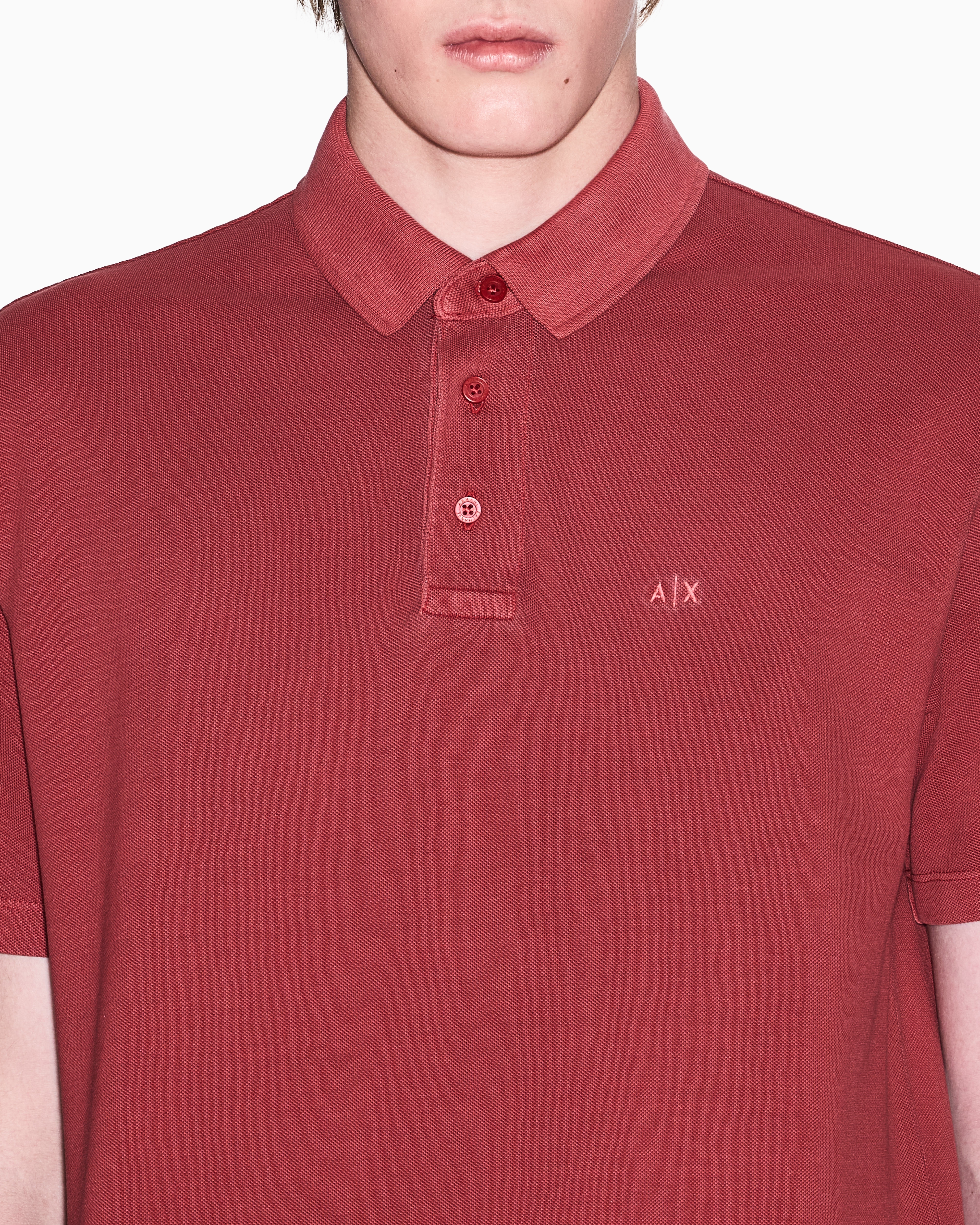 Armani Exchange - Used effect cotton piquet polo, Man, Red, Size: