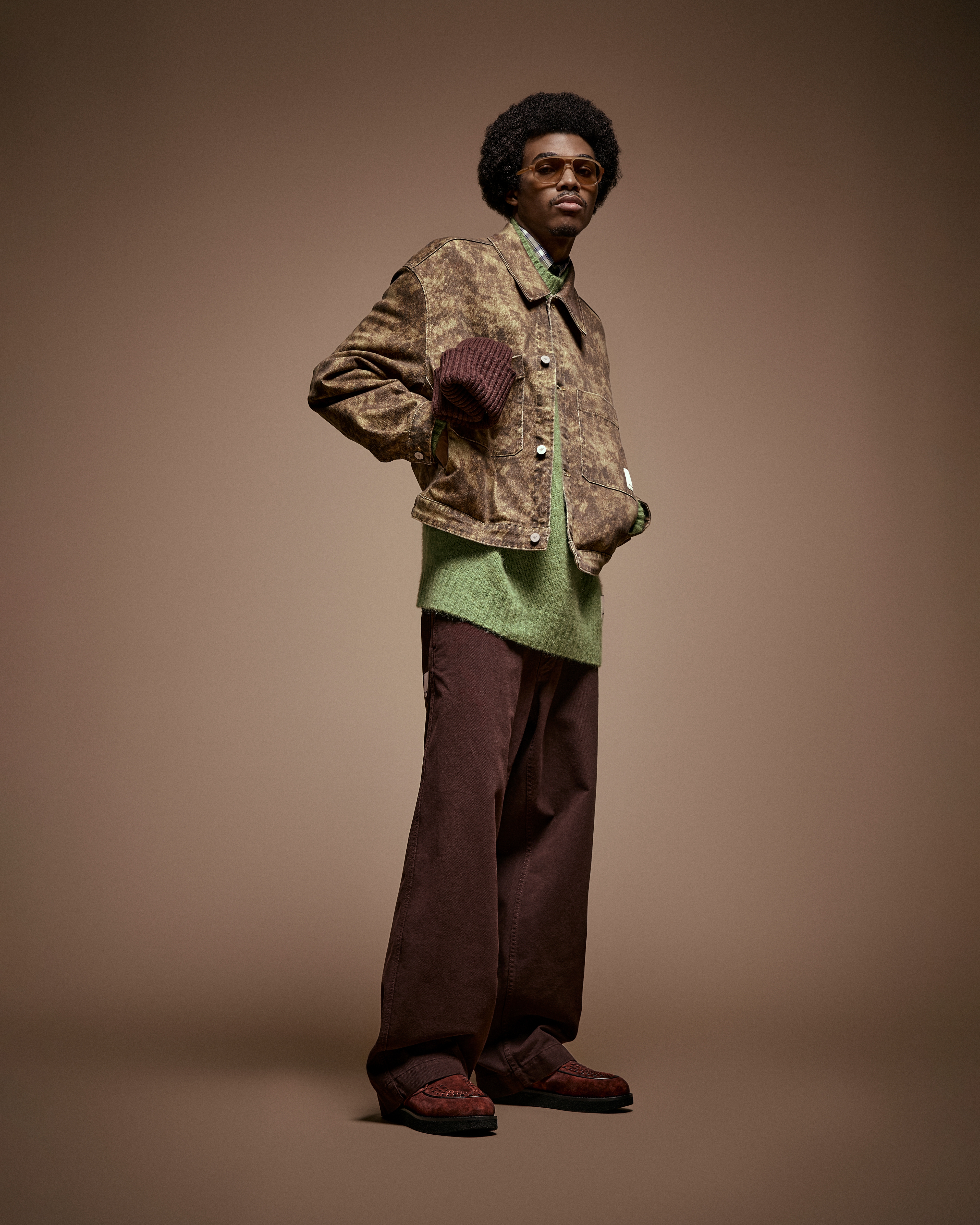 トップス EMPORIO ARMANI Shaggy knit ASV New York Capsule Collection striped alpaca-blend
