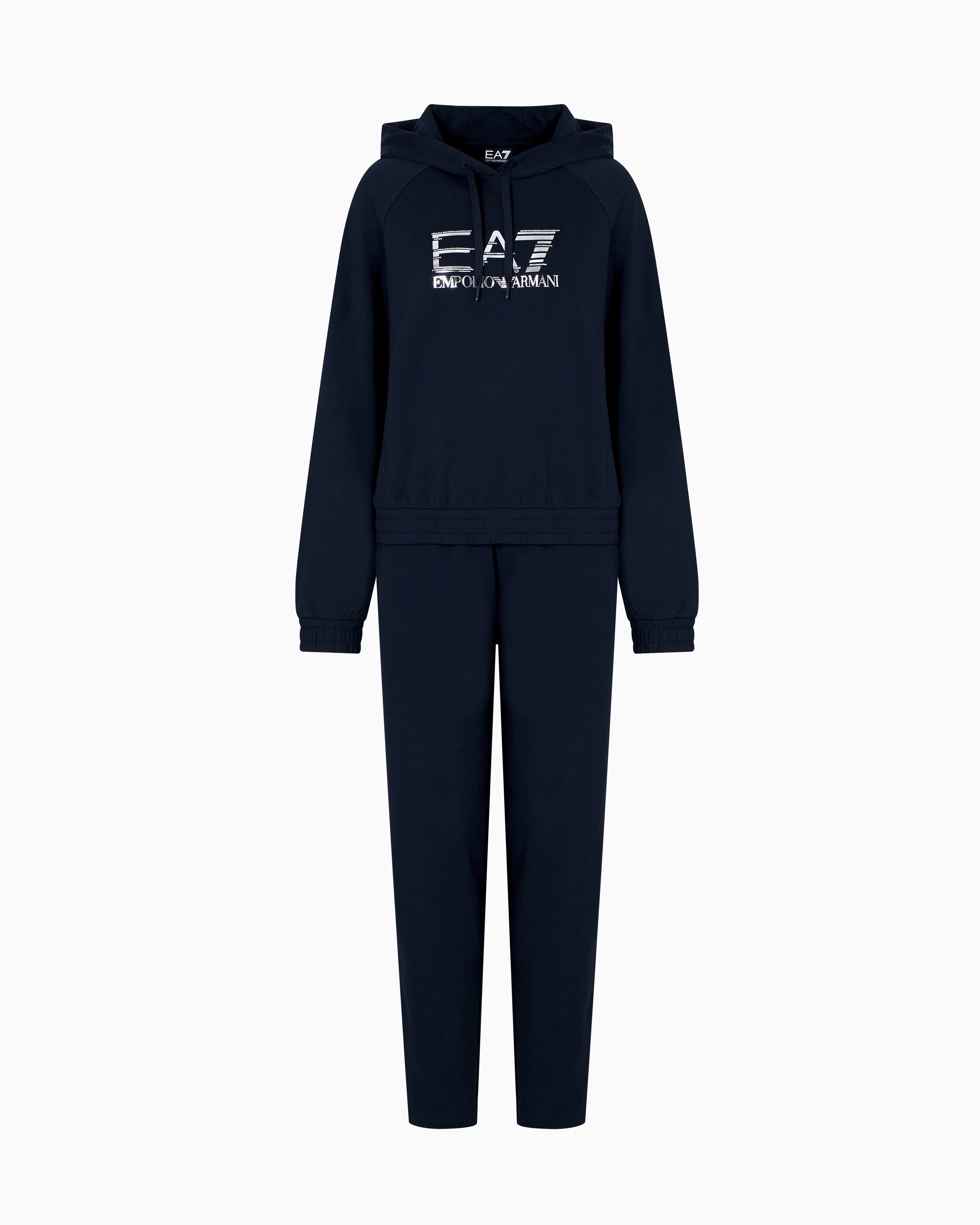 Ea7 Cotton And Modal Blend Tracksuit In Navy Blue