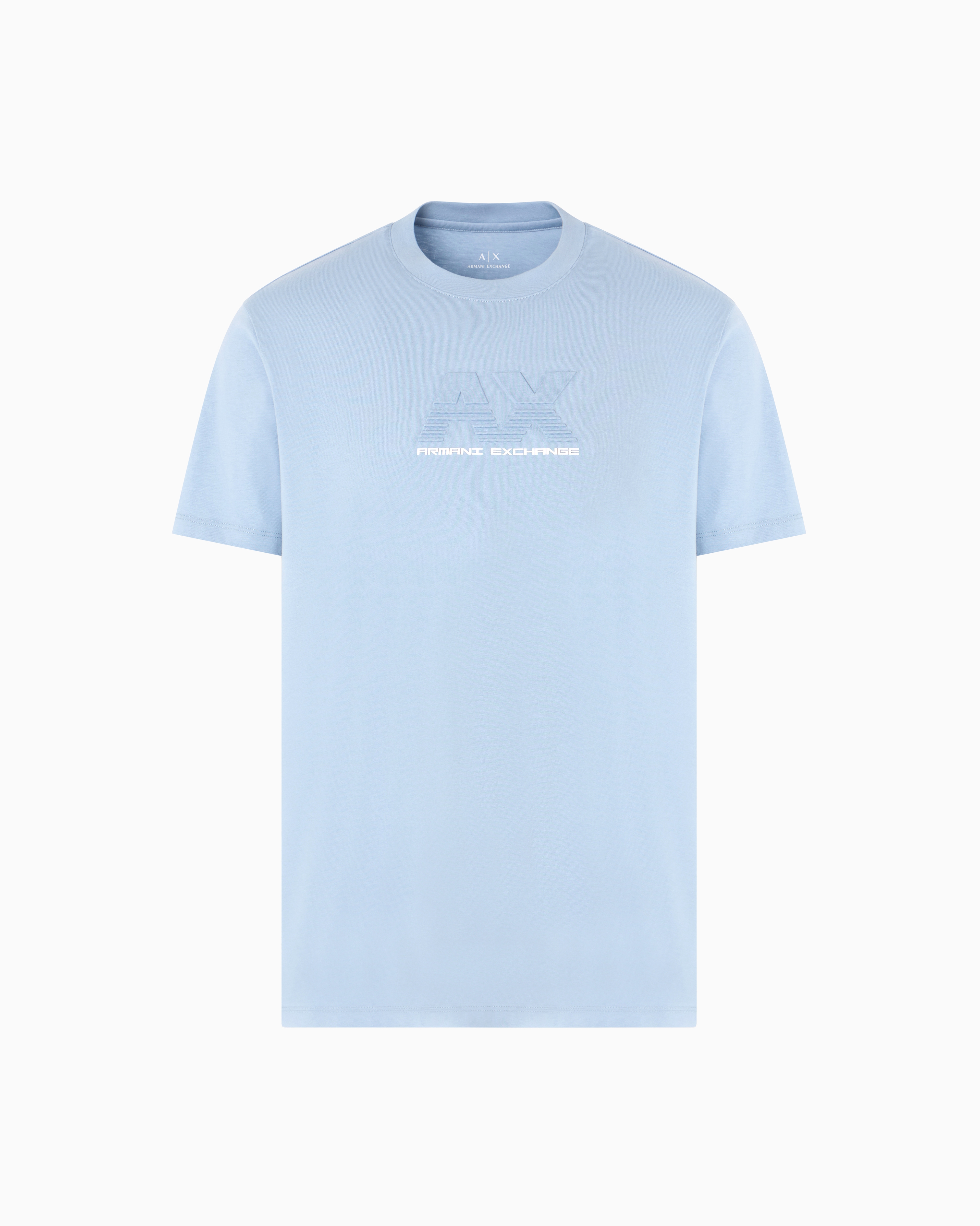 Armani Exchange Regular Fit T-shirt With Embossed Logo In Light Blue