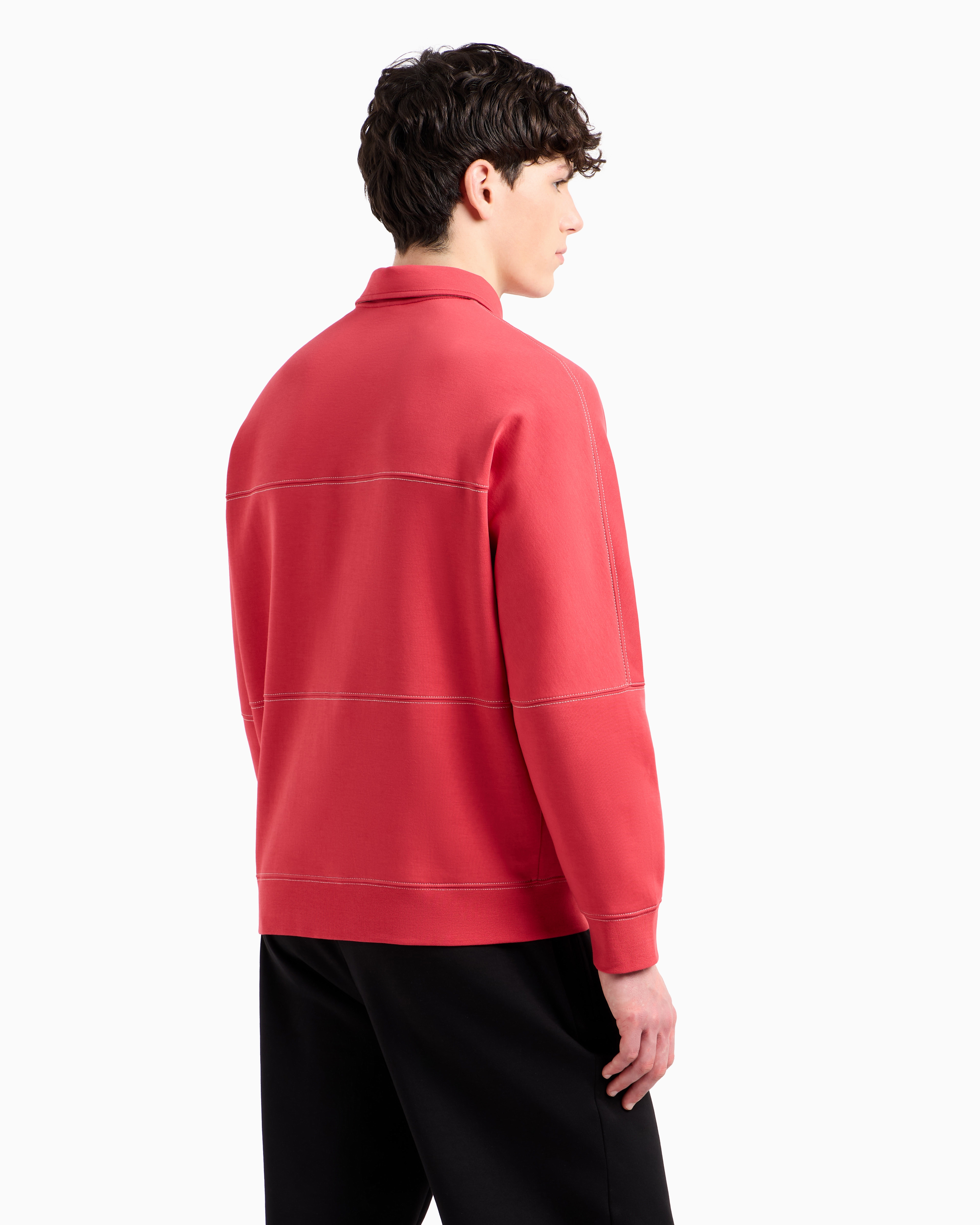 Armani Exchange - Bonded stretch polo sweatshirt, Man, Red, Size: