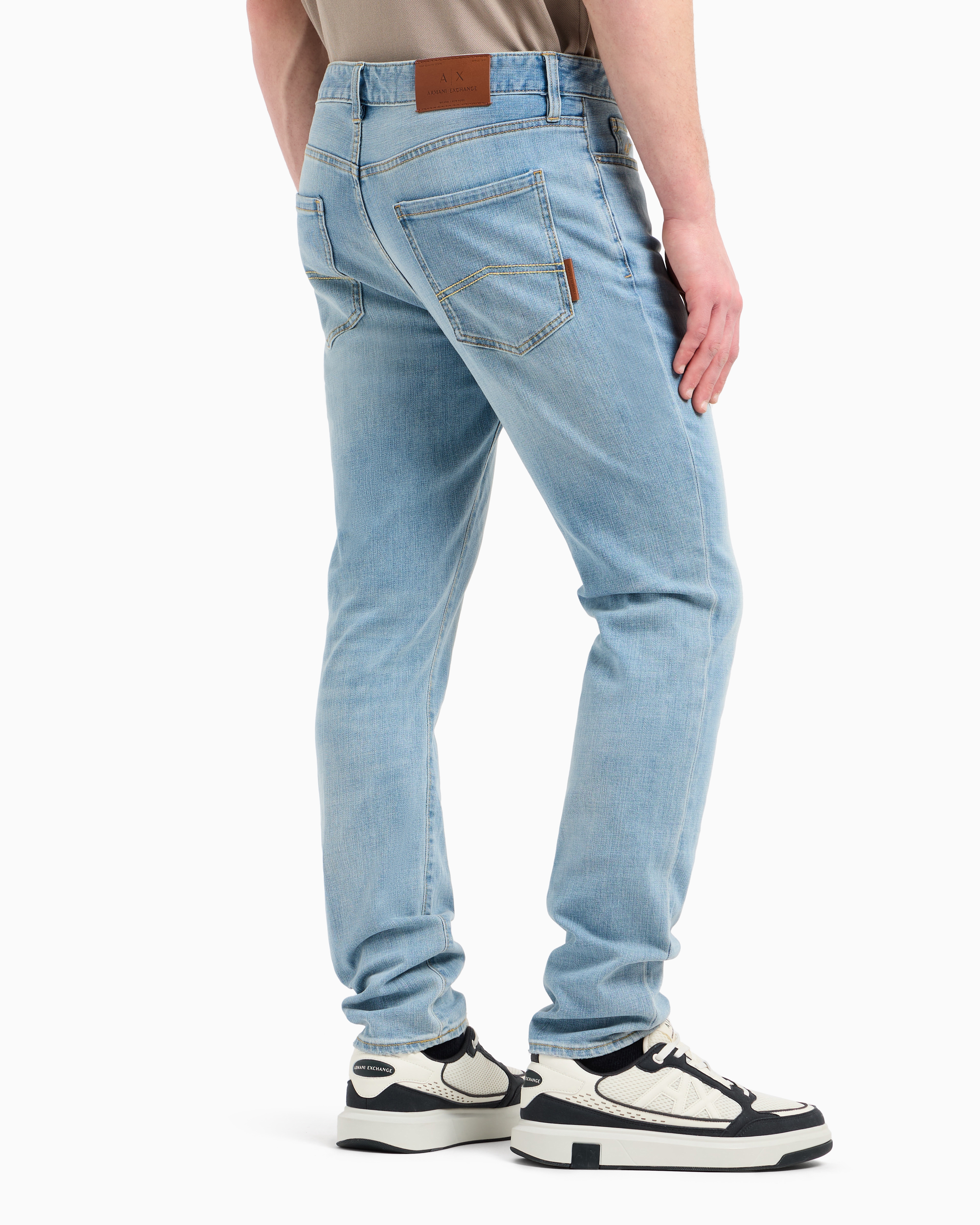Armani Exchange - J14 skinny fit jeans stone washed cotton denim, Man, Blue, Size: