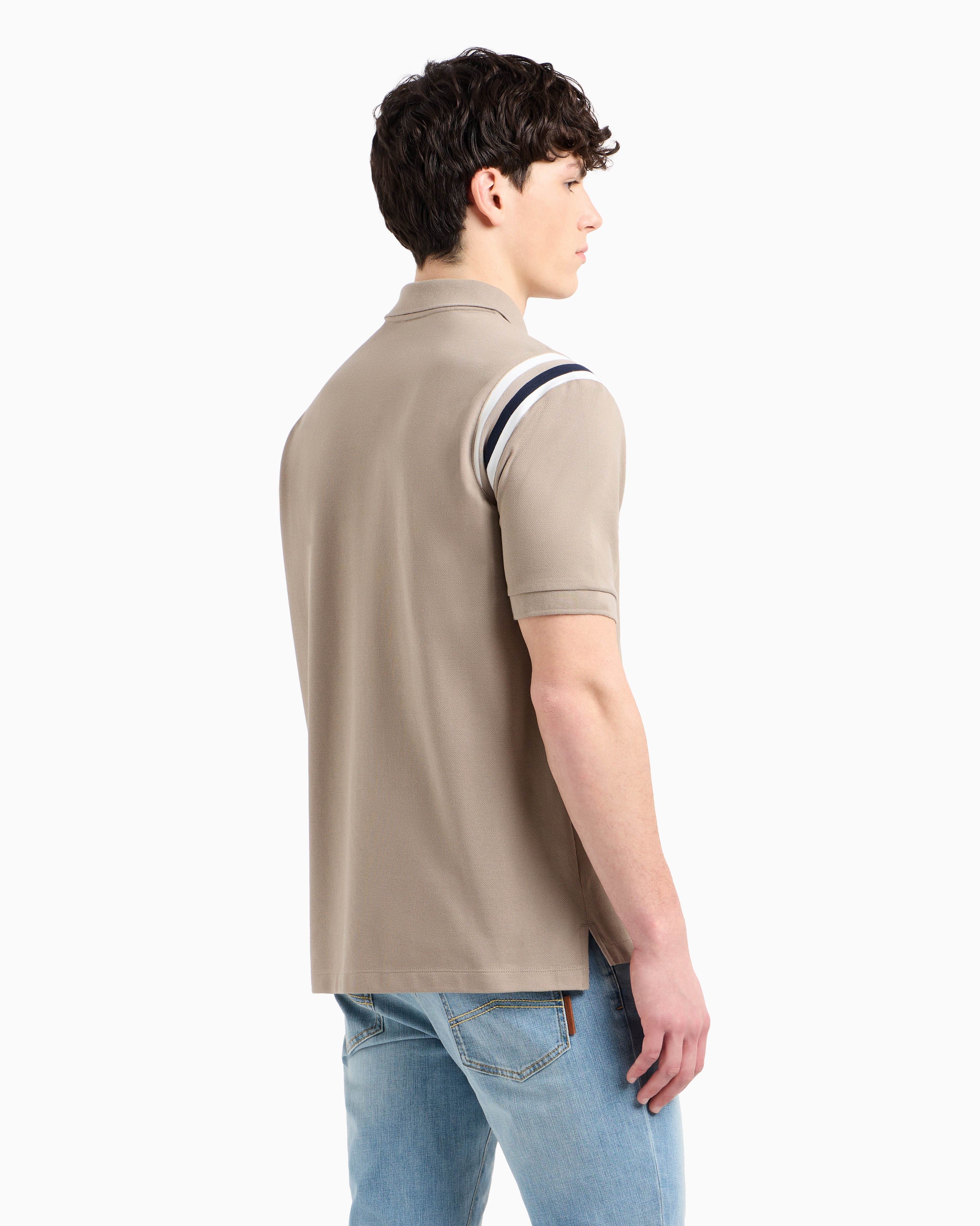 Armani Exchange - Regular fit polo with contrasting stripes, Man, Beige, Size:
