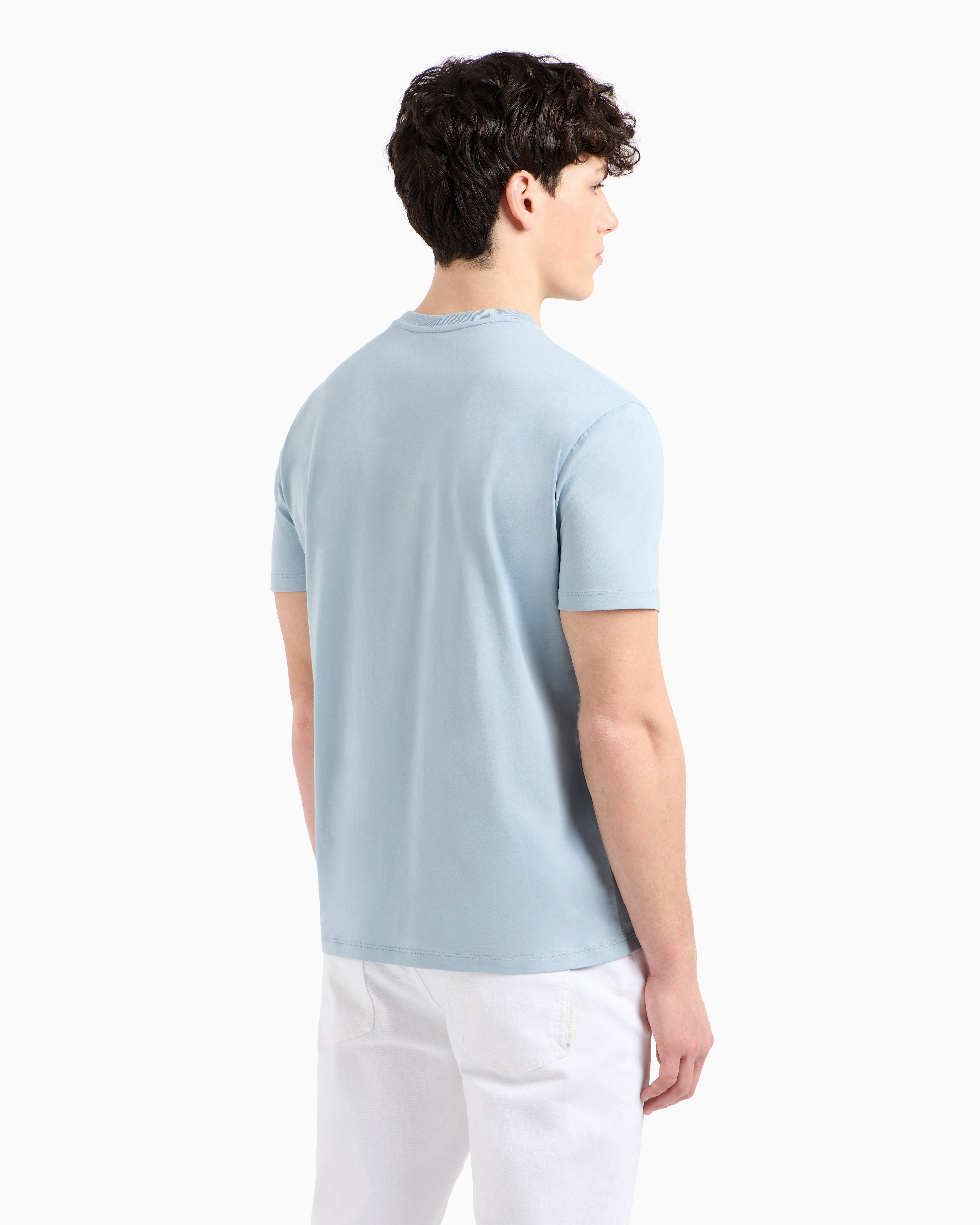 Armani Exchange - Regular fit T-shirt with logo , Man, Light Blue, Size: