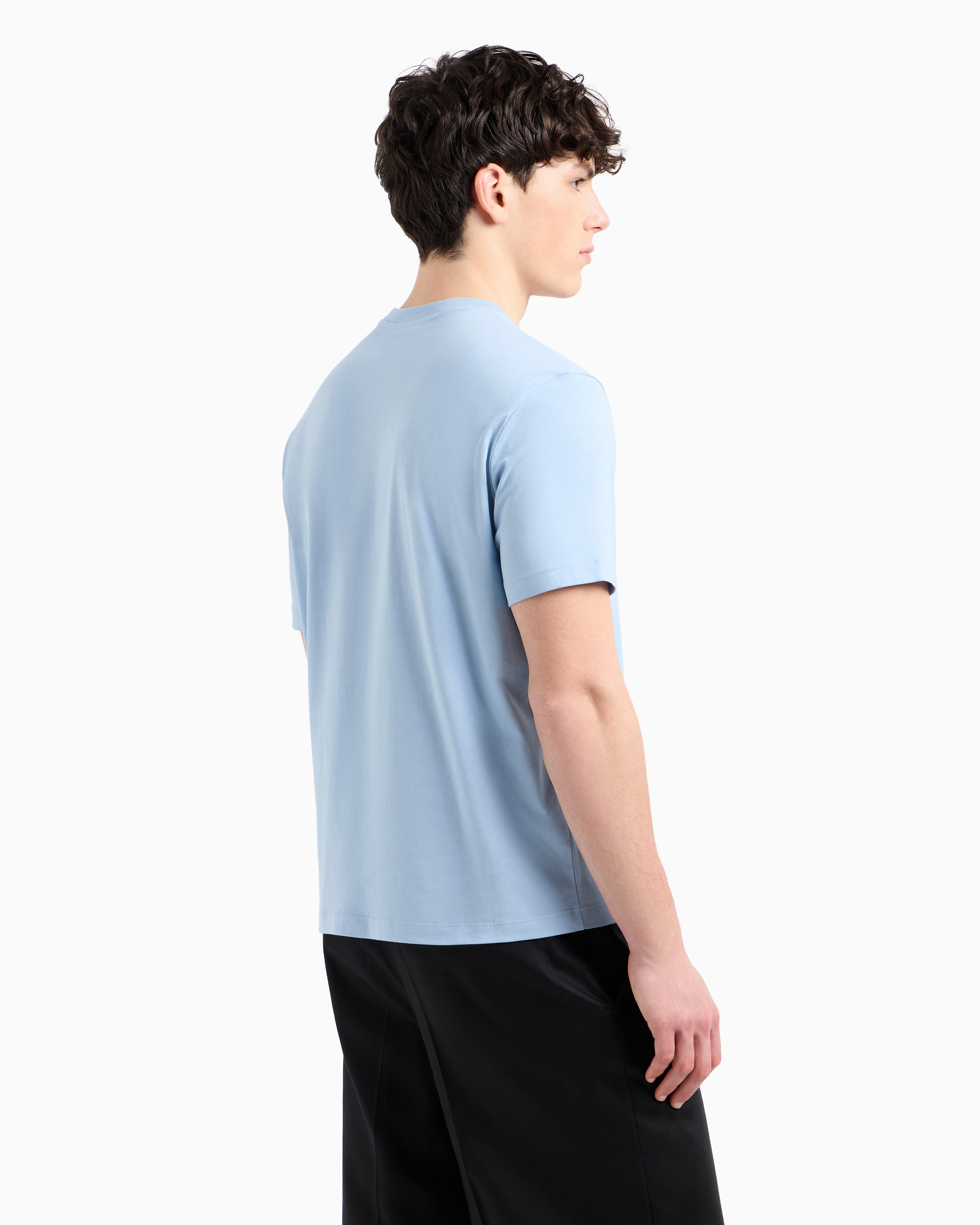 Armani Exchange - Regular fit T-shirt with print on the chest, Man, Light Blue, Size: