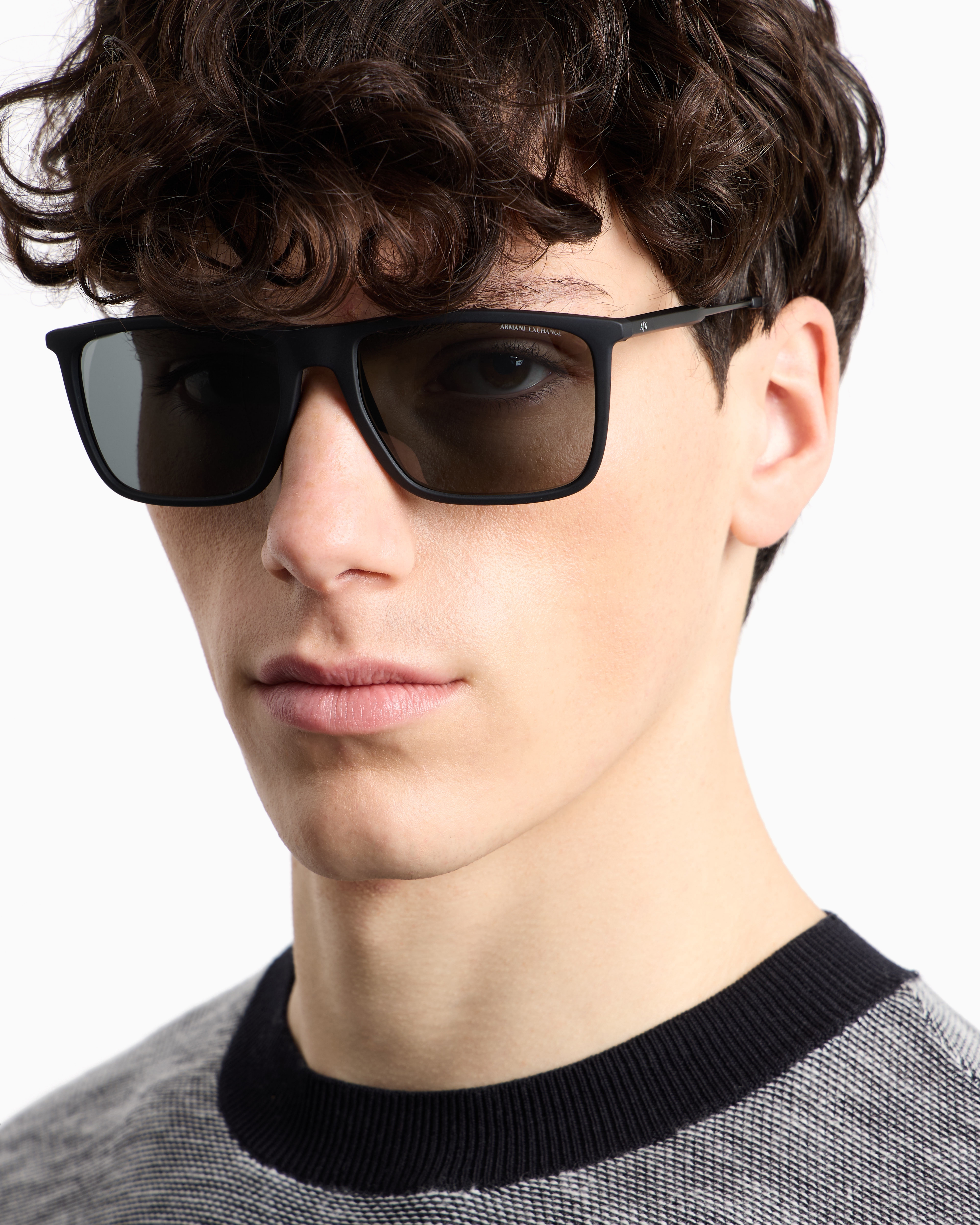 Armani Exchange - Men’s square sunglasses, Man, Black, Size: 57L