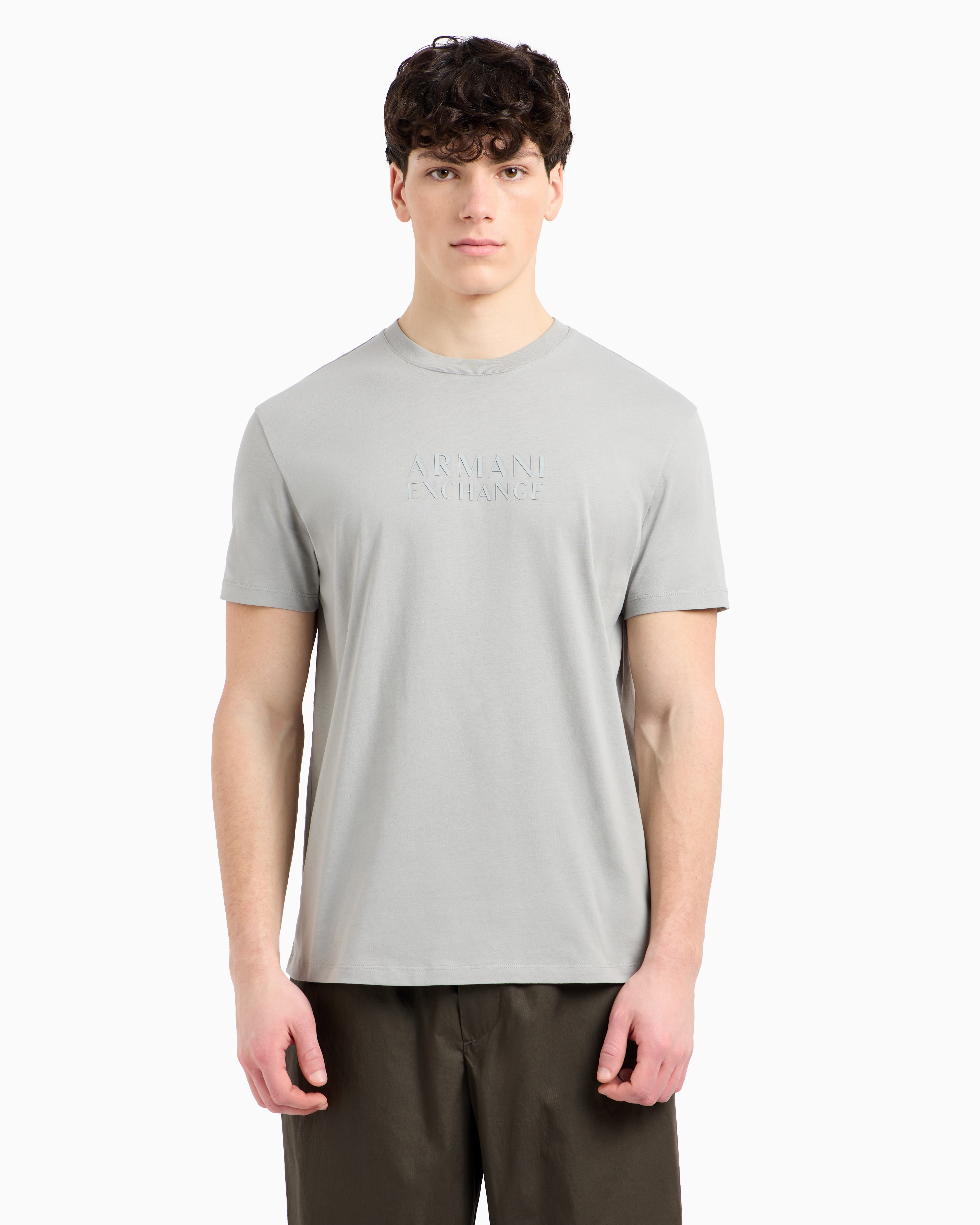 Armani Exchange - Regular fit T-shirt with ASV logo, Man, Grey, Size: