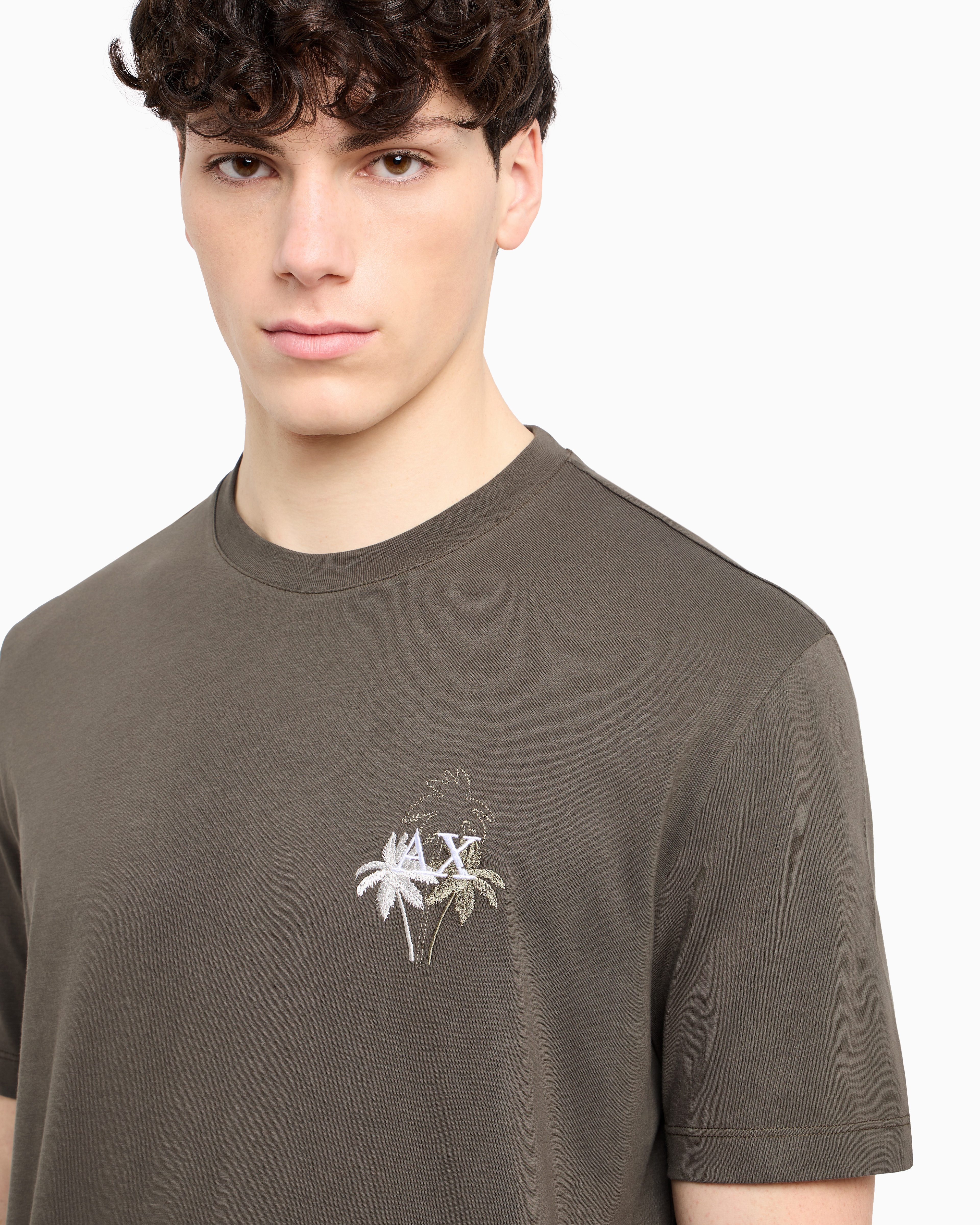 Armani Exchange - Regular fit T-shirt with print on the chest, Man, Green, Size: