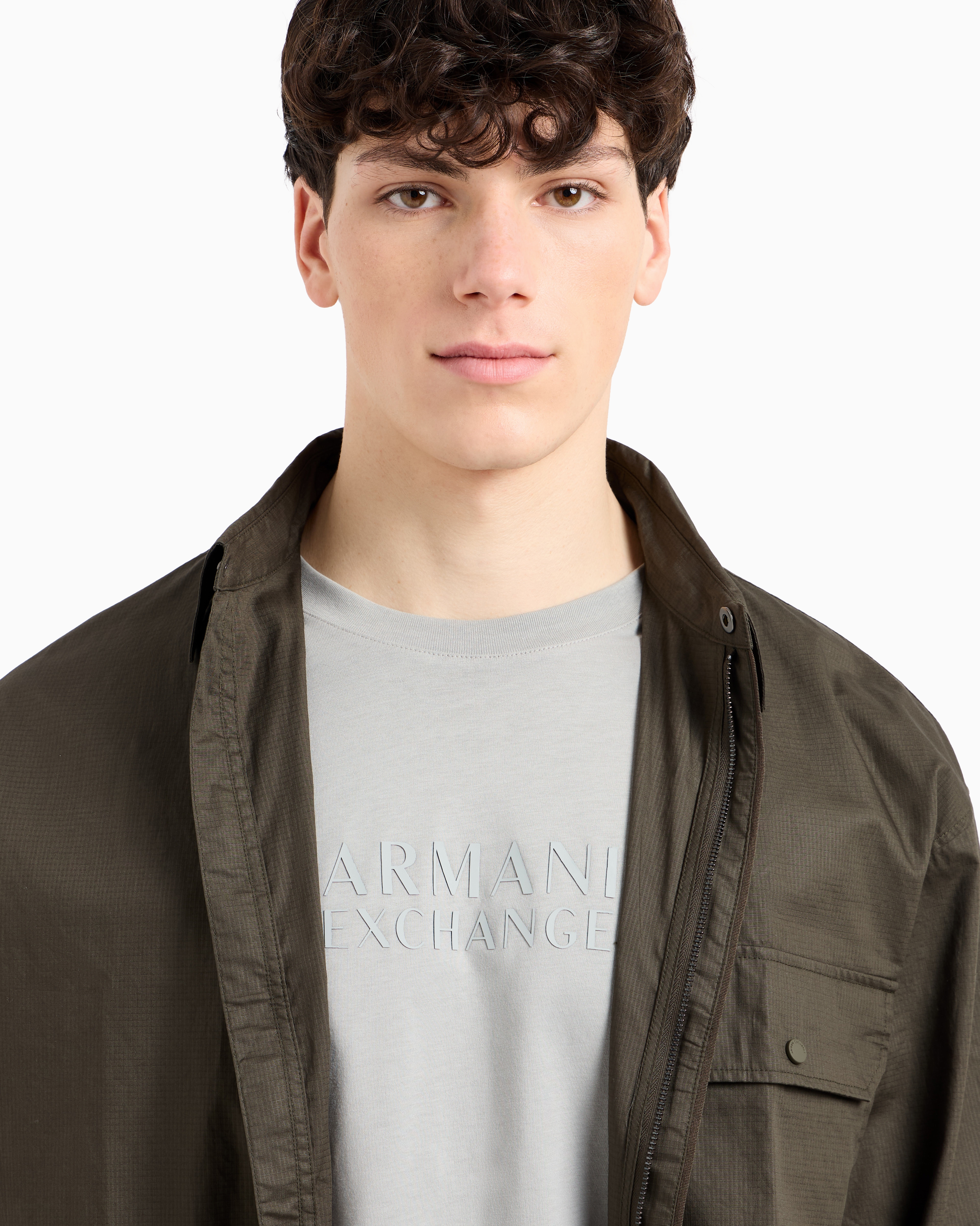 Armani Exchange - Regular fit T-shirt with ASV logo, Man, Grey, Size: