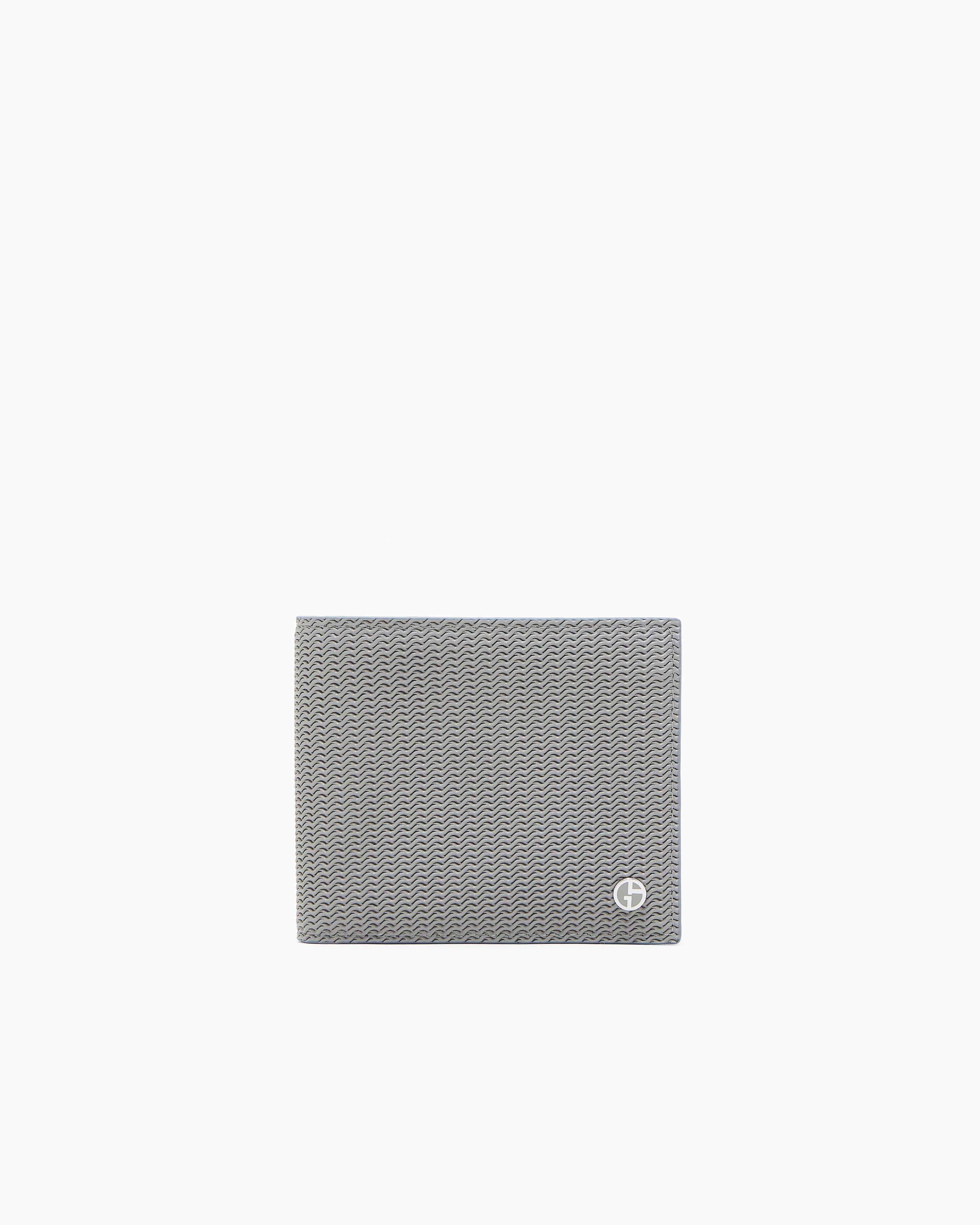 Giorgio Armani Bifold Wallet In Embossed Leather In Beige